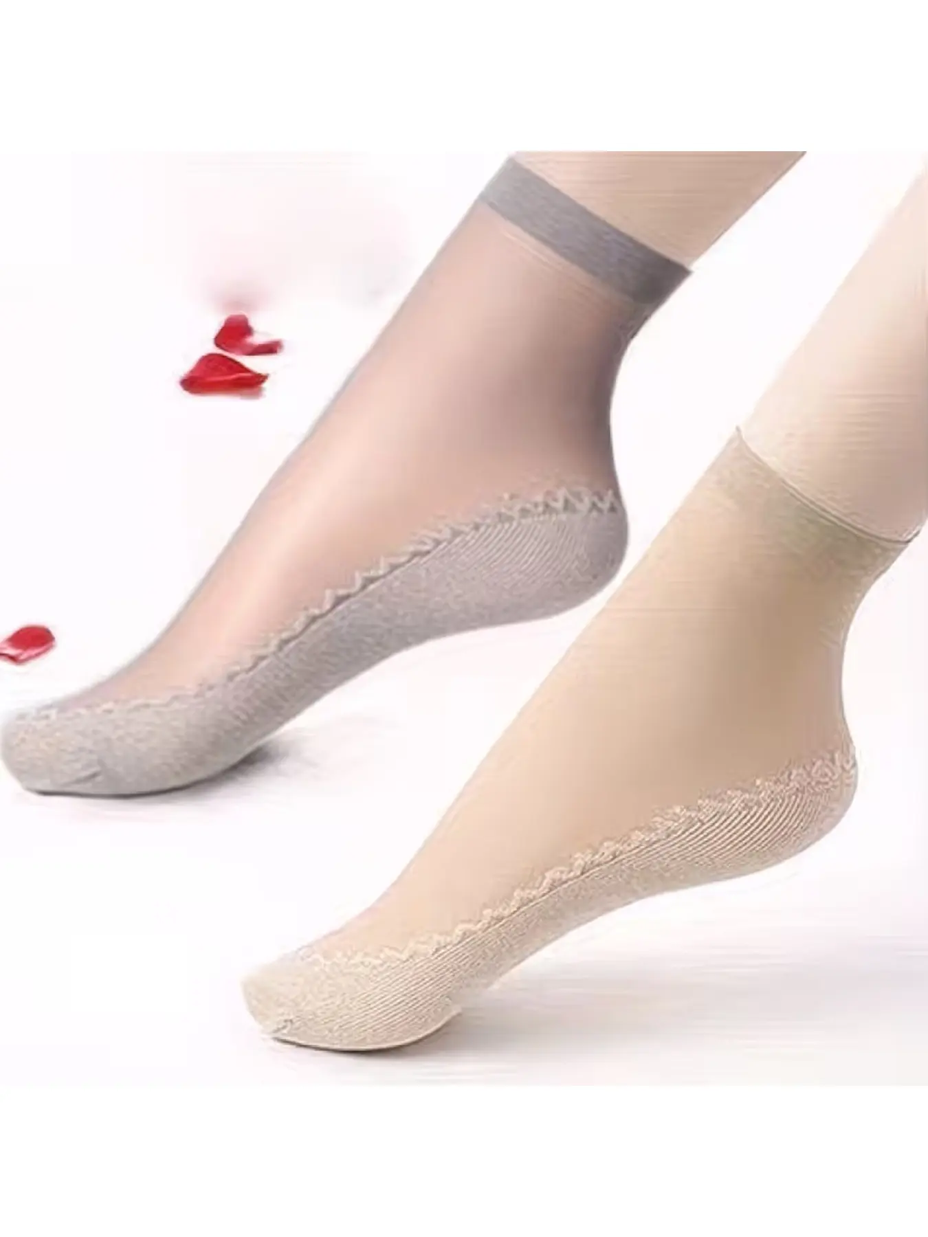 10Pcs(5 Pairs) Women’s Ice-Feel Thin Silk Socks, High Elastic Quick Dry Breathable Lightweight Stockings for Daily Casual Wear