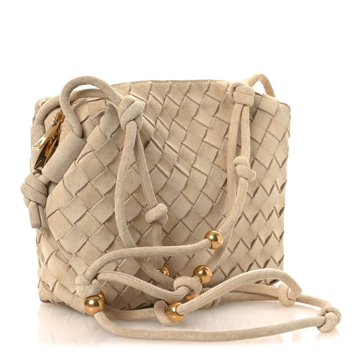 Suede Intrecciato Small Loop Camera Bag Sand - Top Club