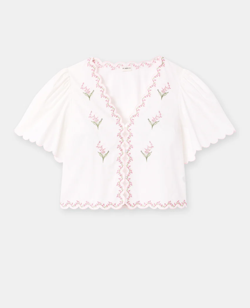 Pimkie Blouse manches courtes avec fleurs points de croix