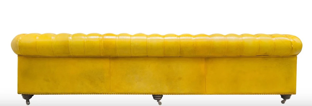 Luxury Chesterfield 3 seater sofa yellow 320 x 110 x H. 71 cm - Luxury leather furniture
