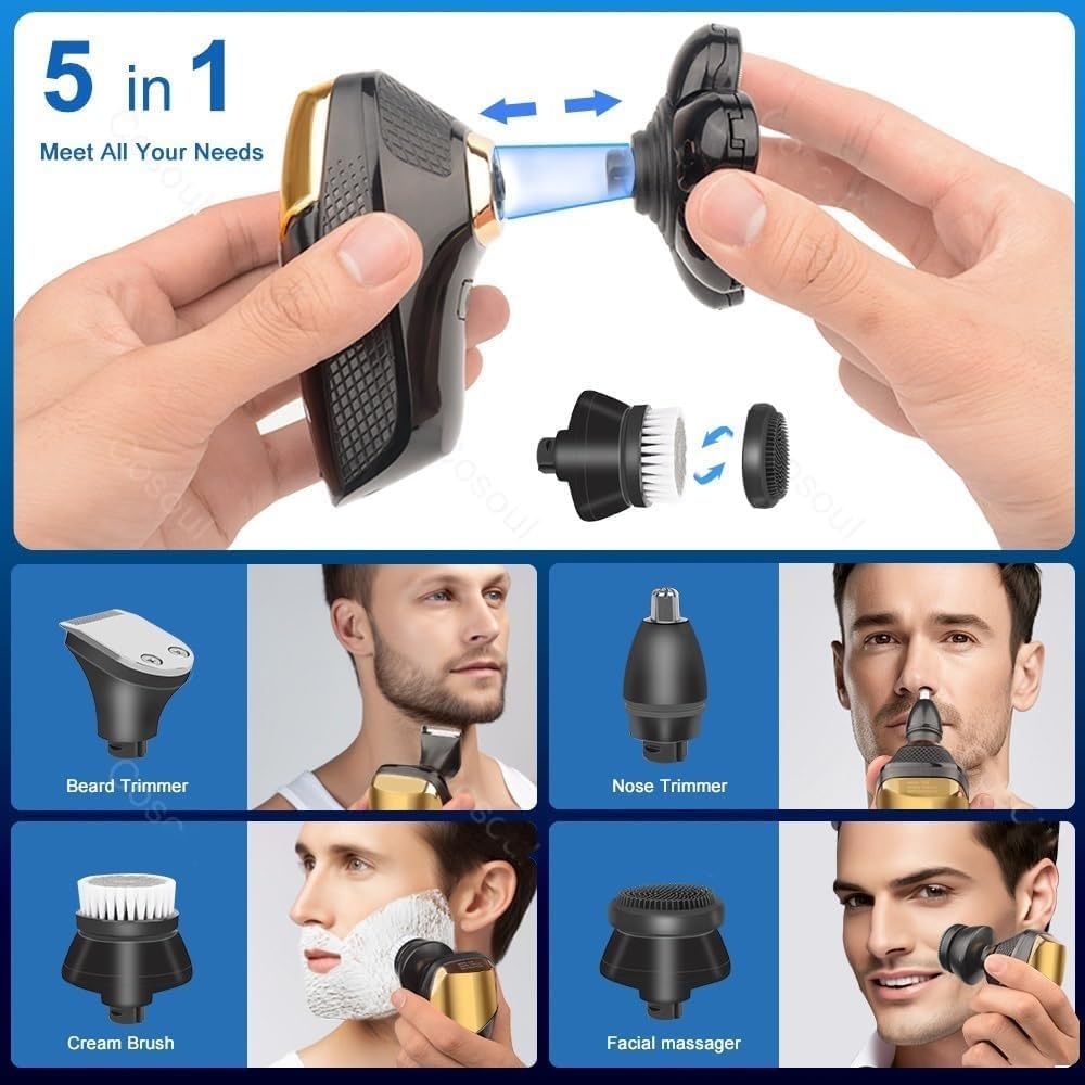 YQYBF Rasoio Elettrico da Uomo, Rasoio da Uomo 5 in 1 Rasoio Elettrico Potente Rasoio for Testa Calva Macchina for Rasare la Barba for Uomo Rasoio Marito Fidanzato