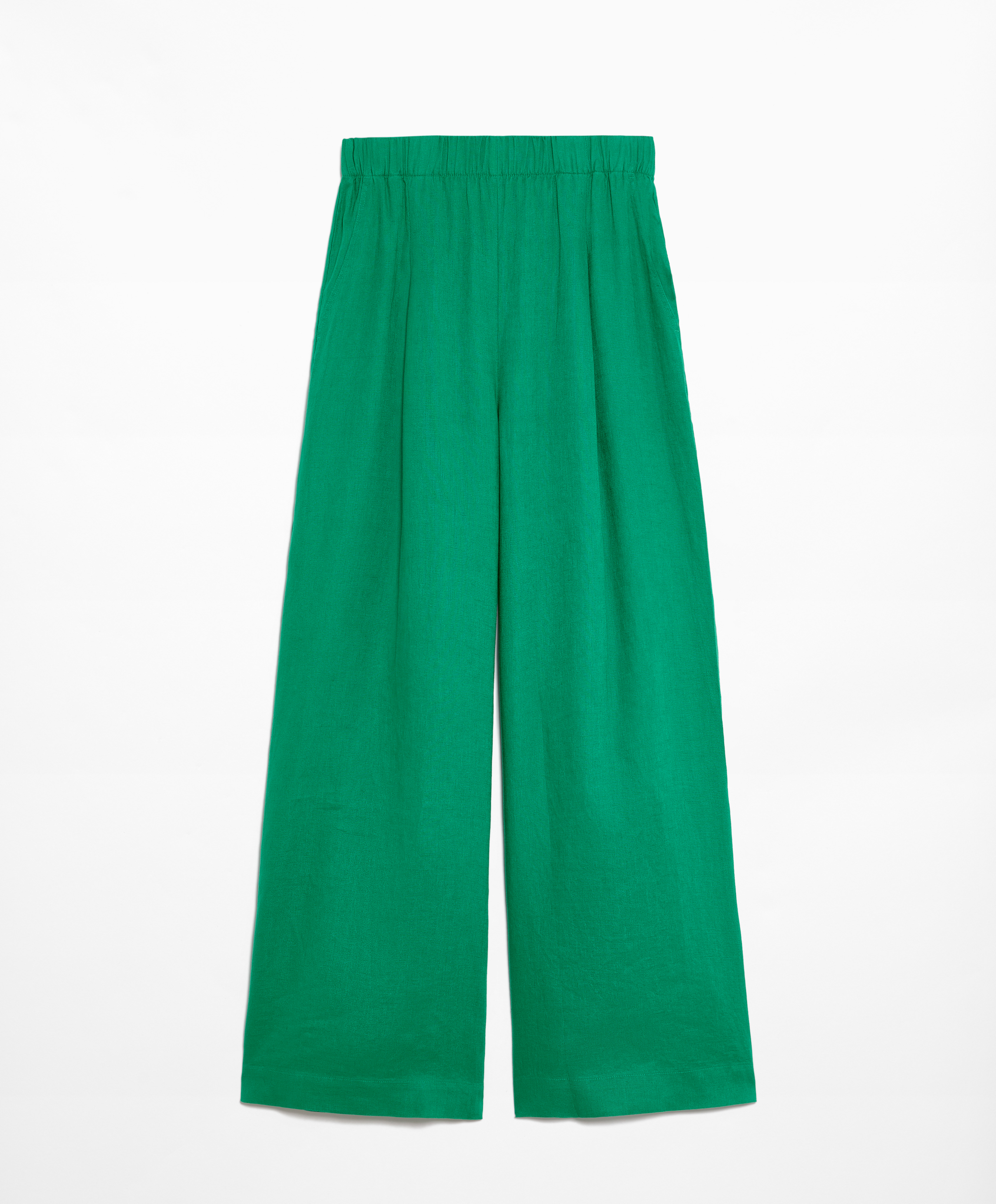 OYSHO 100% linen wide straight-leg trousers