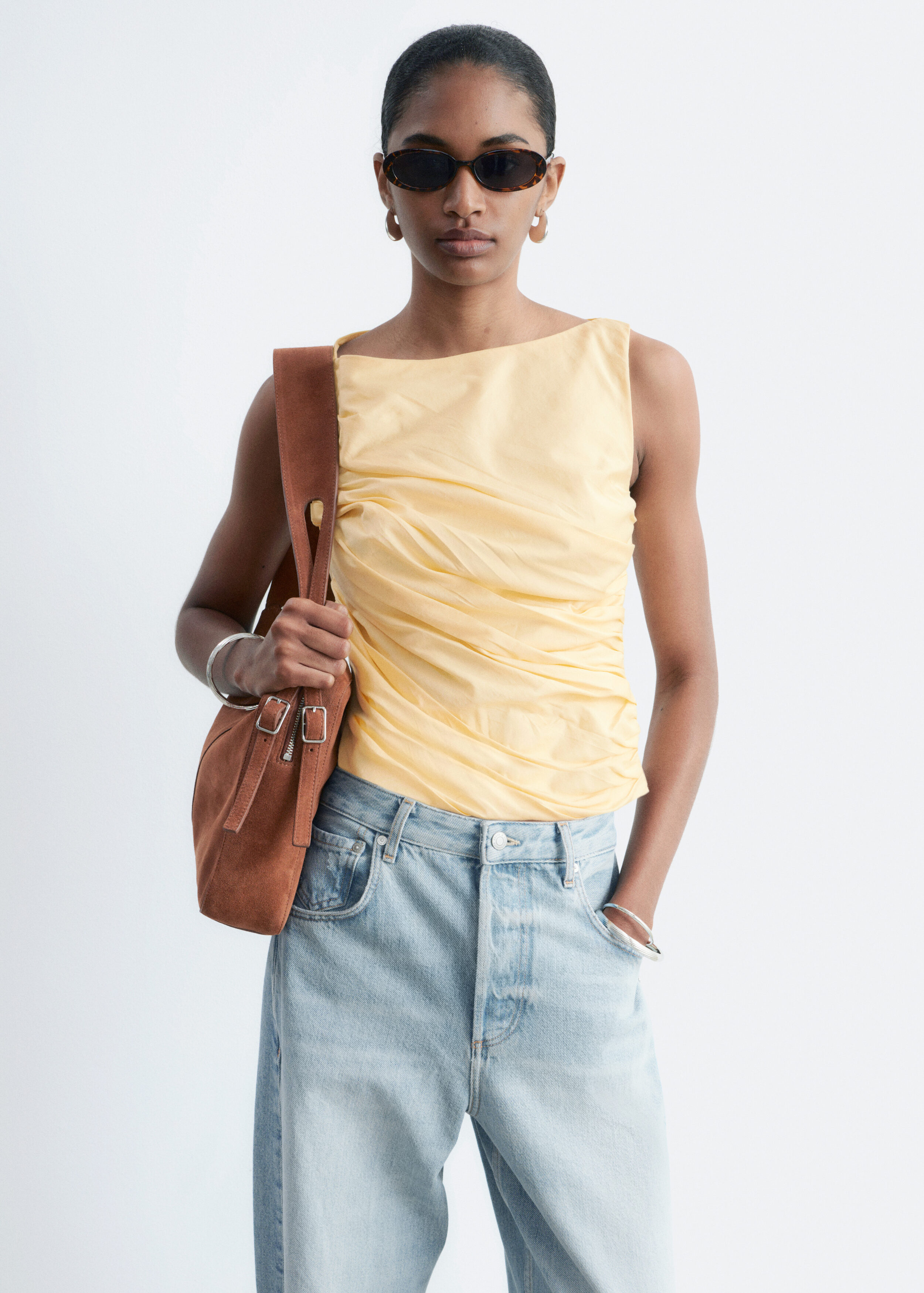 & Other Stories TEXTURED BOATNECK TOP