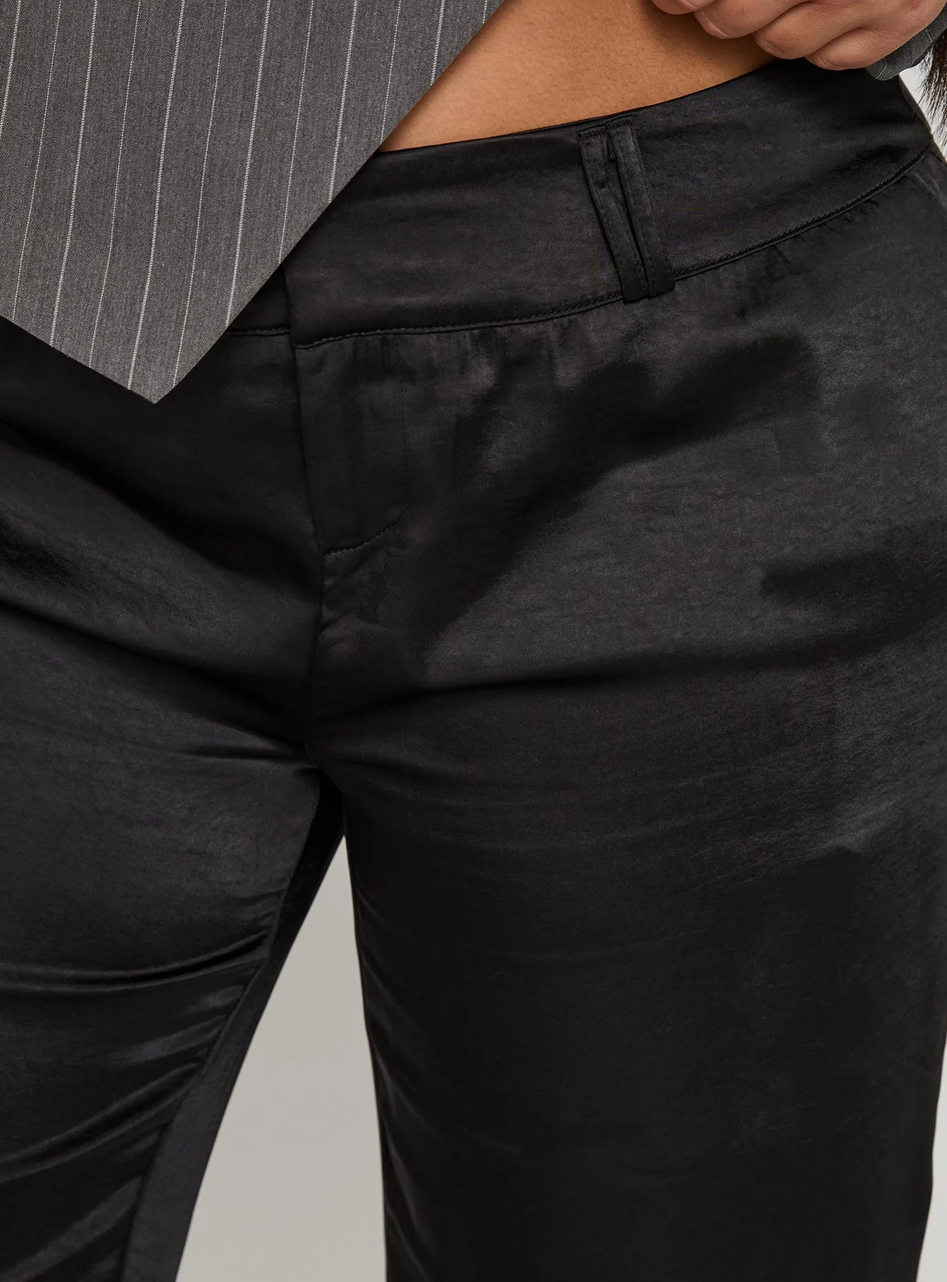 First Place Low Rise Satin Pant Black Curve