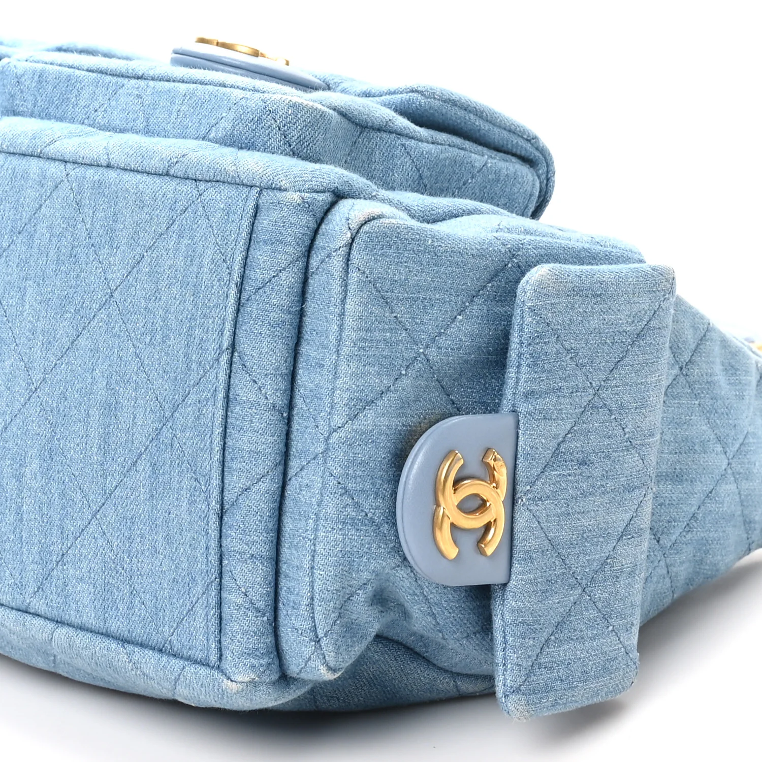 Washed Denim Quilted Large Trendy Pockets Hobo Blue - Top Club