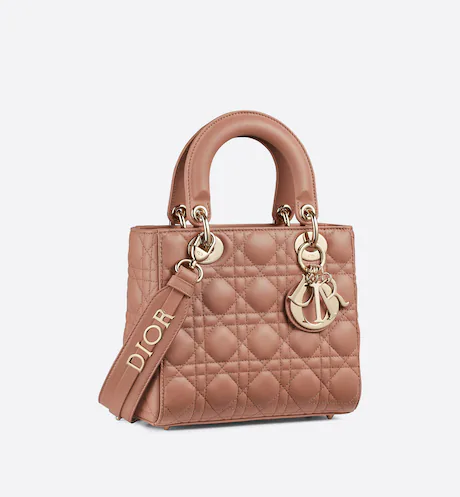 SMALL LADY D MY ABCD BAG Blush Cannage Lambskin - Top Club