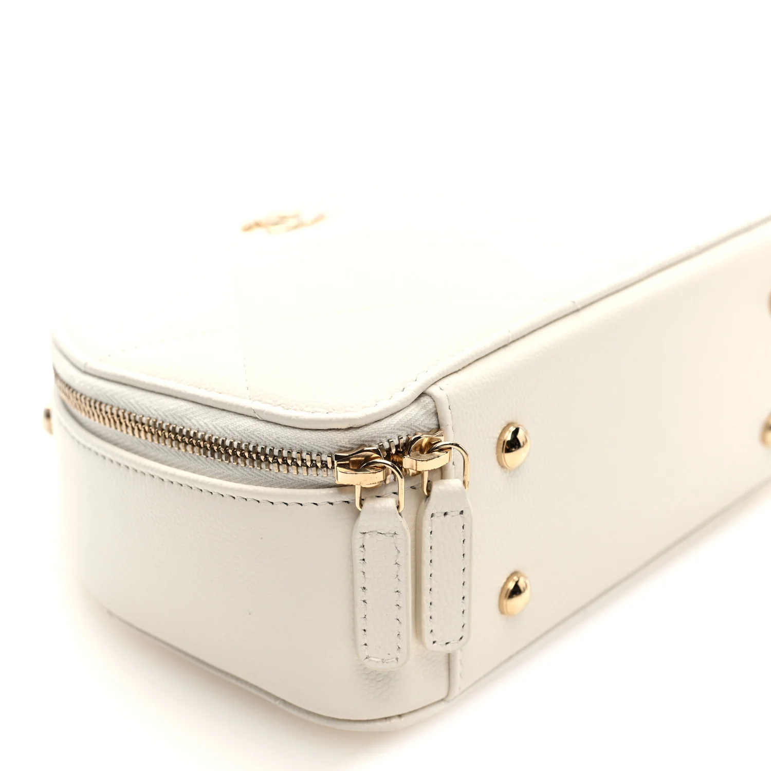 Grained Calfskin Quilted Top Handle Chain Clutch White - Top Club