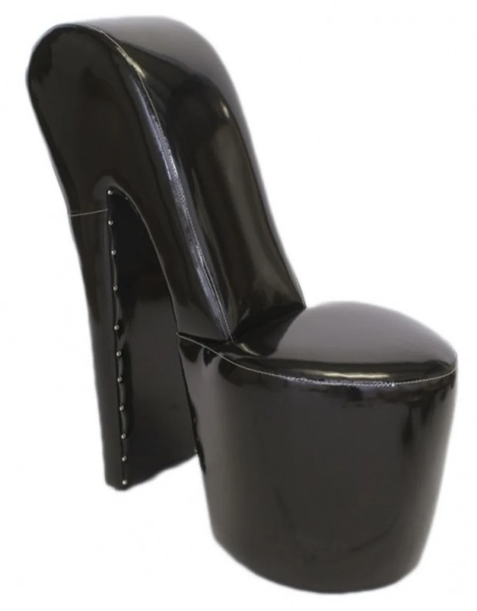 High Heel Armchair Black Lacquer Luxury Design - Designer Armchair - Club Furniture - Shoe Chair Armchair
