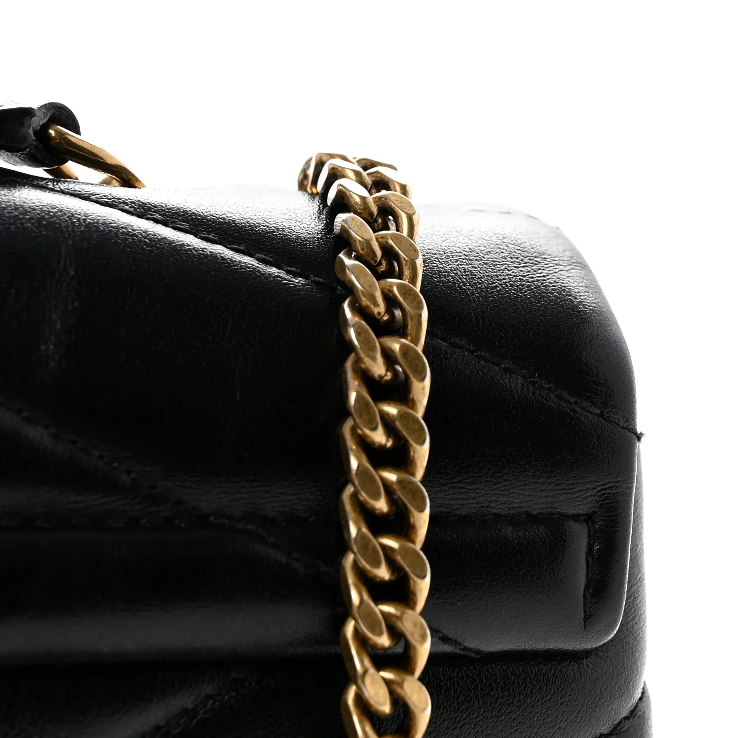 Calfskin Y Quilted Monogram Small Loulou Chain Satchel Black - Top Club