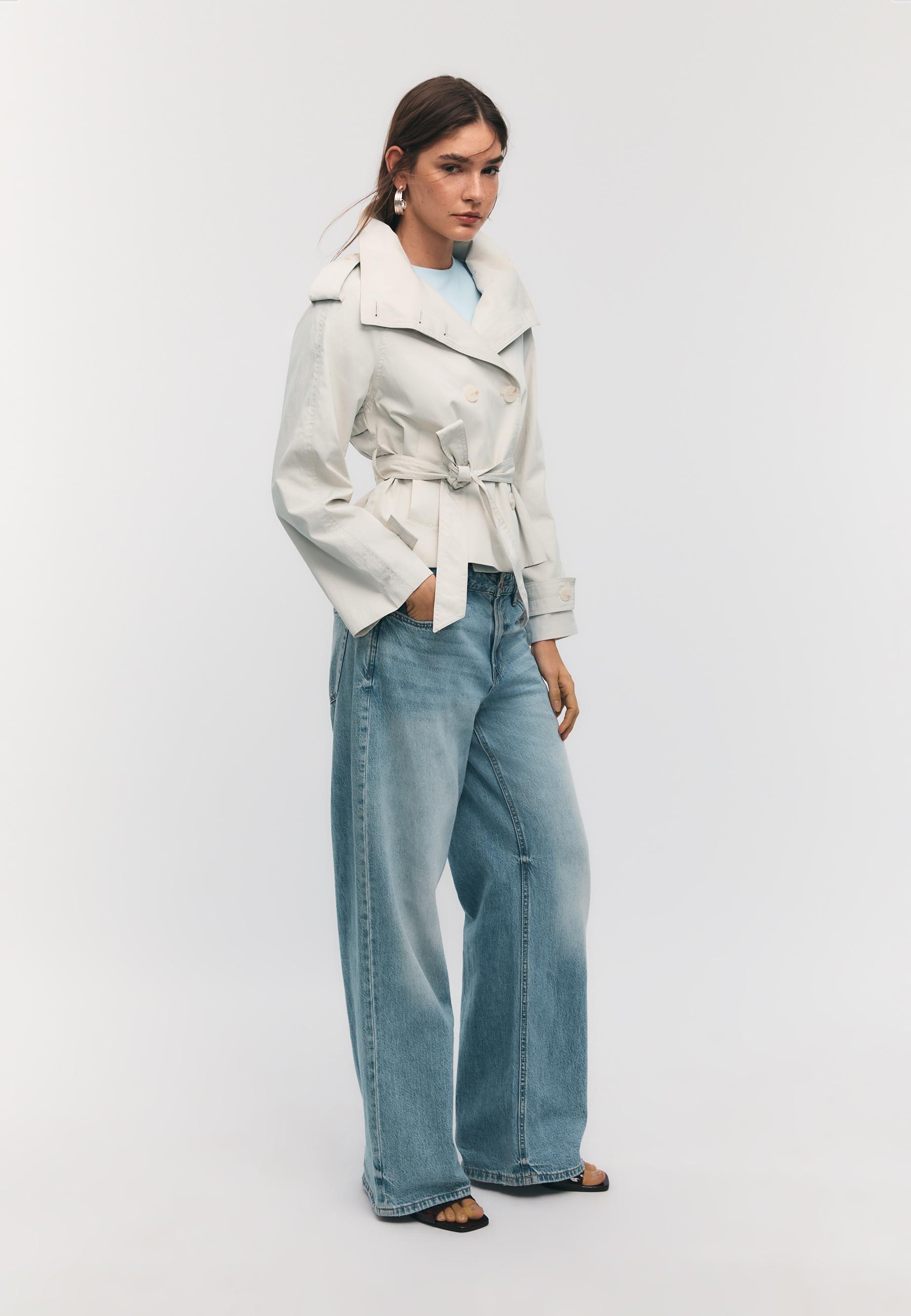 HIGH-NECK TRENCH COAT WITH BELT