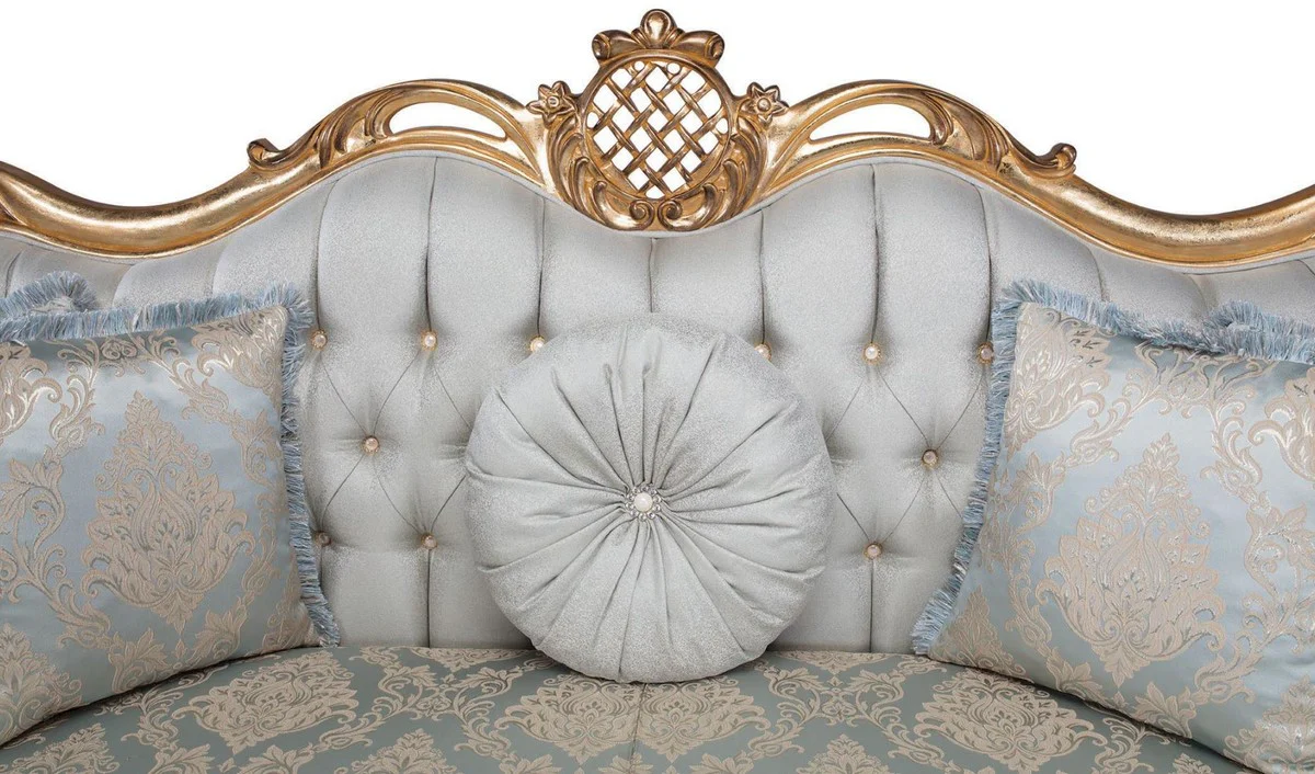 Luxury baroque living room set light blue / turquoise / gold - 2 sofas & 2 armchairs & 1 coffee table - living room furniture in baroque style - noble & magnificent