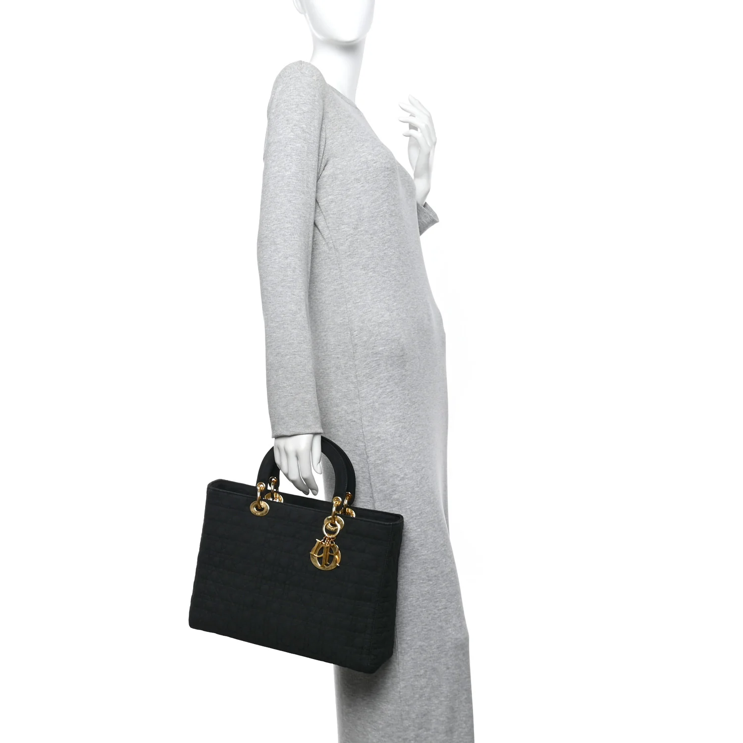 Nylon Cannage Large Lady Dior Black