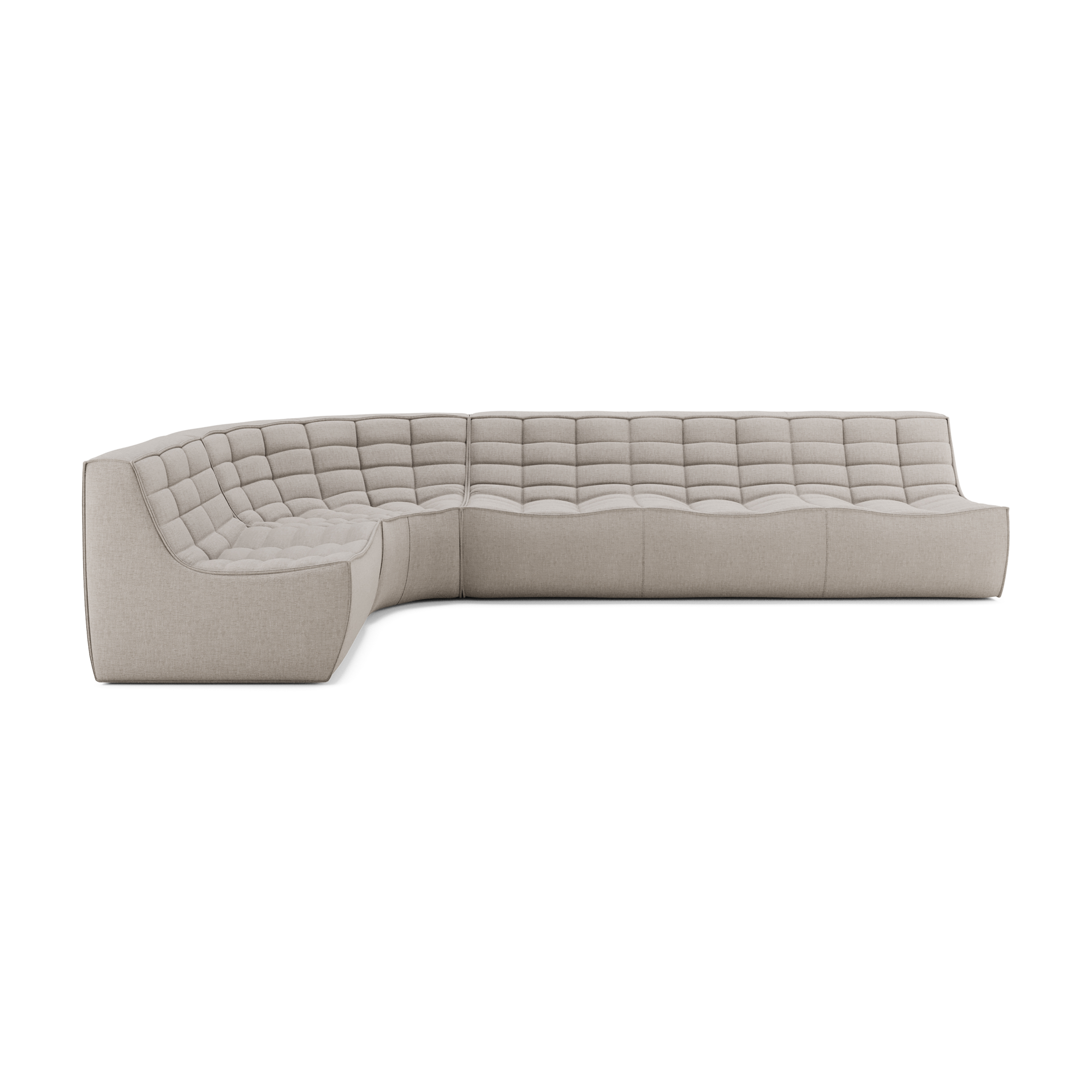 Modulaire bank N701 ecru set 1+3 seat, 90° ronde hoek