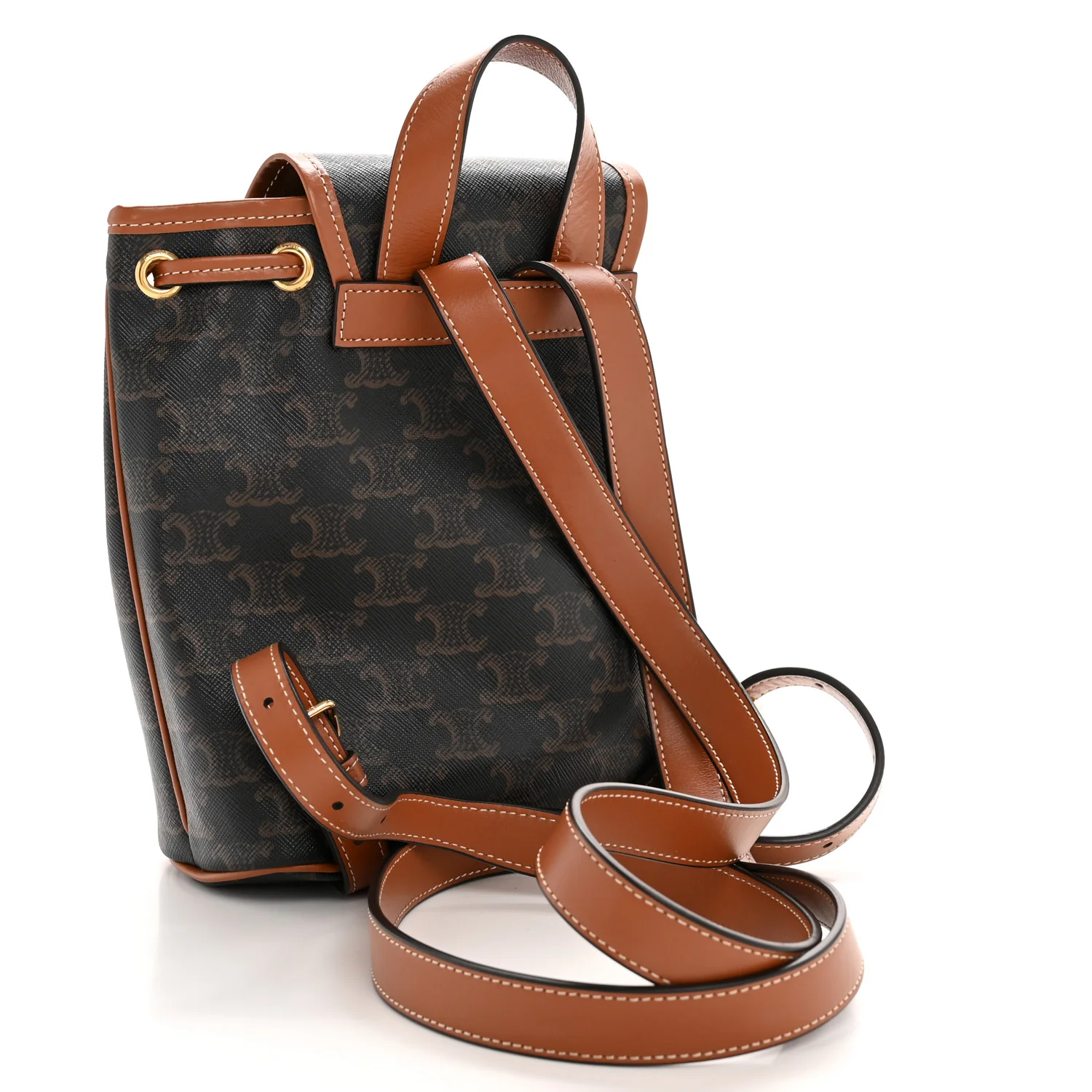 Triomphe Canvas Calfskin Mini Folco Backpack Tan - Top Club
