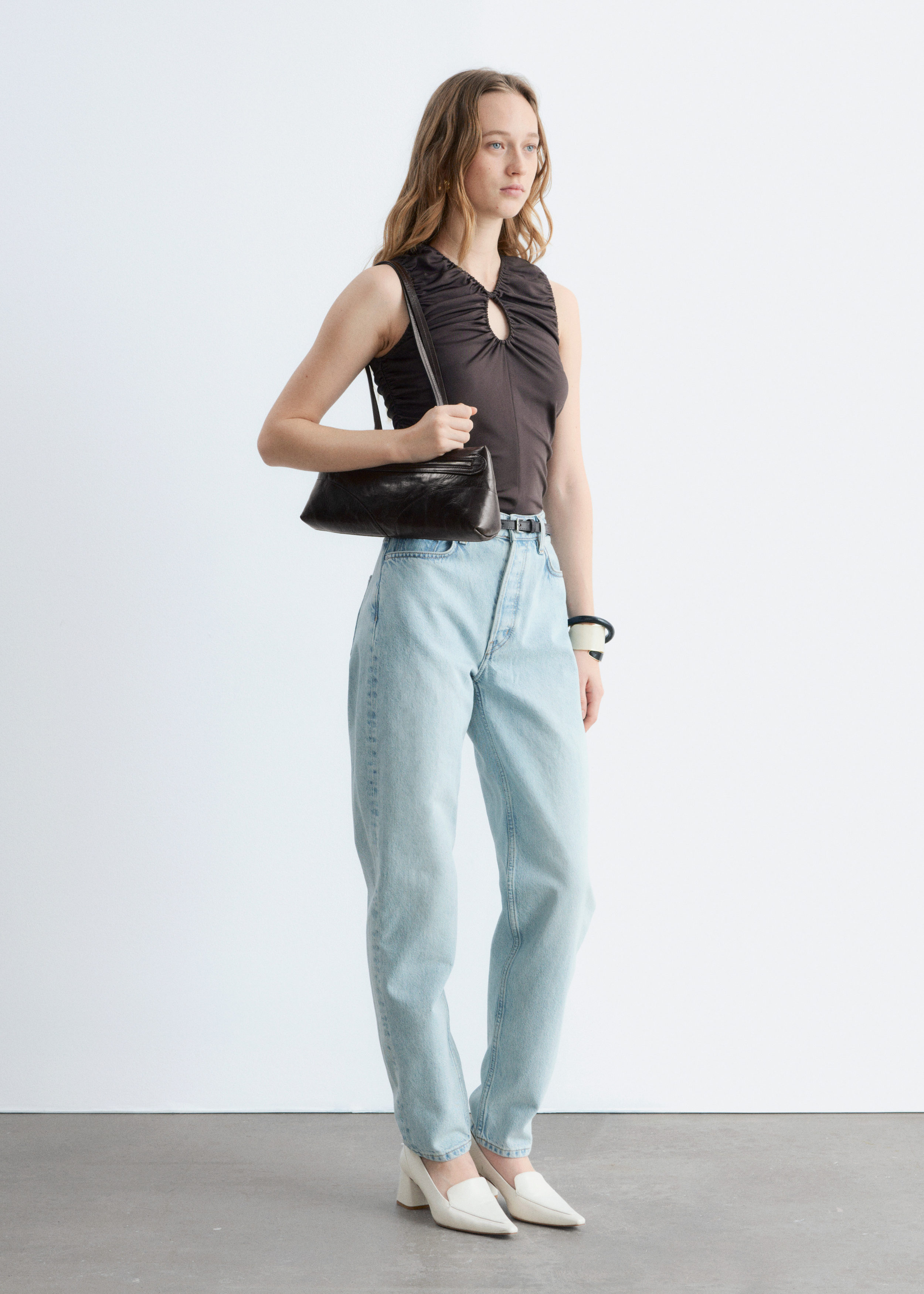 & Other Stories RUCHED KEYHOLE-NECK TOP