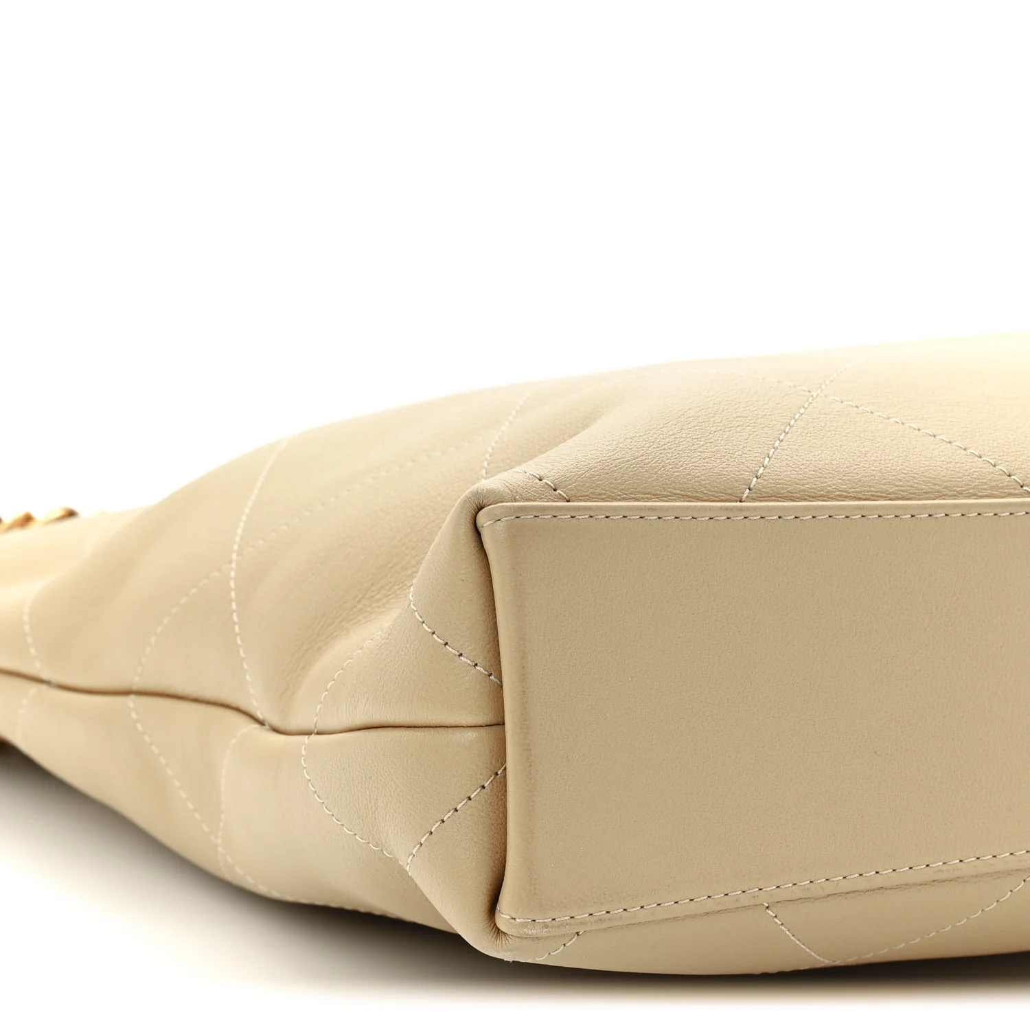 Calfskin Stitched Small Shopping Tote Dark Beige - Top Club