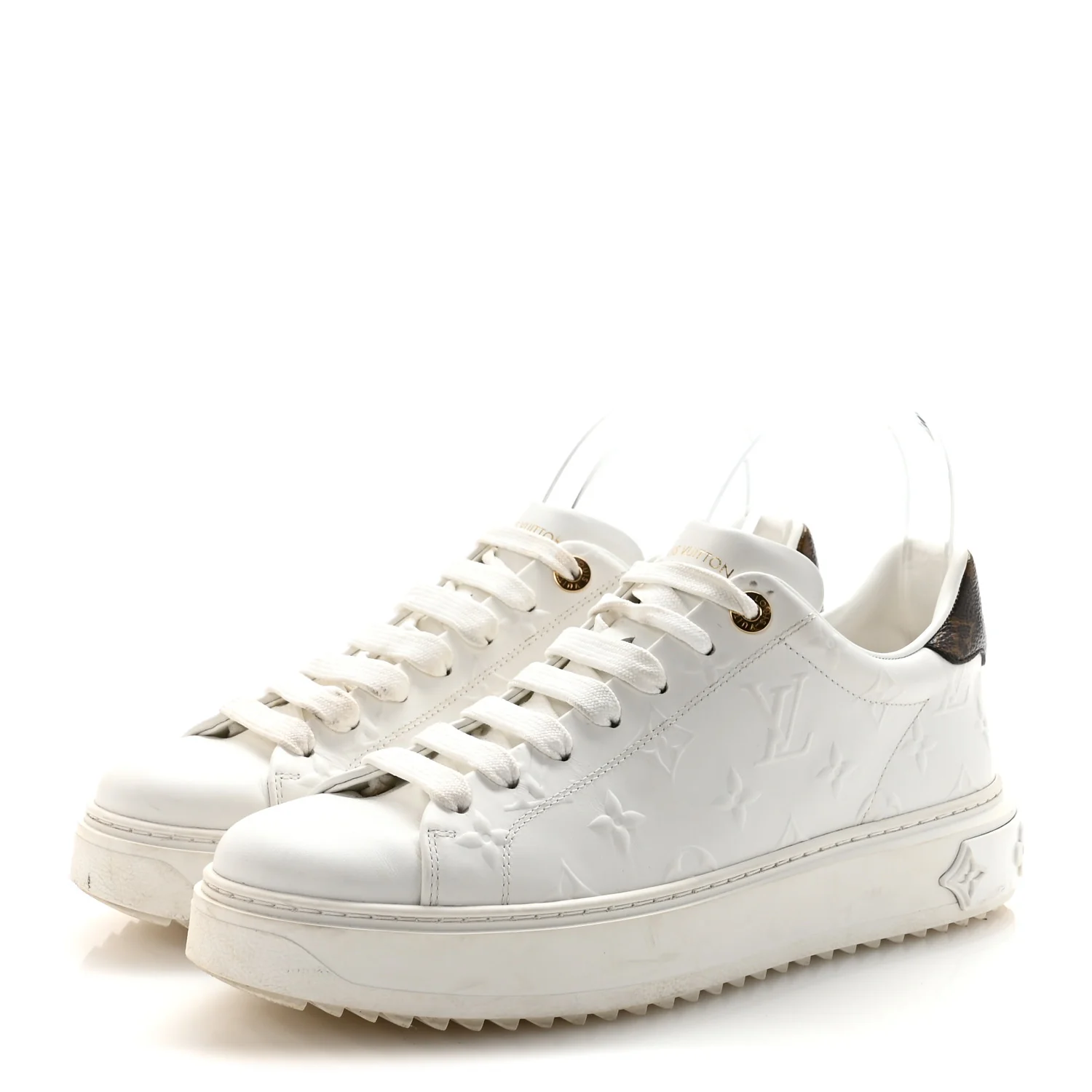 Lambskin Embossed Monogram Time Out Sneakers 40 White - Top Club