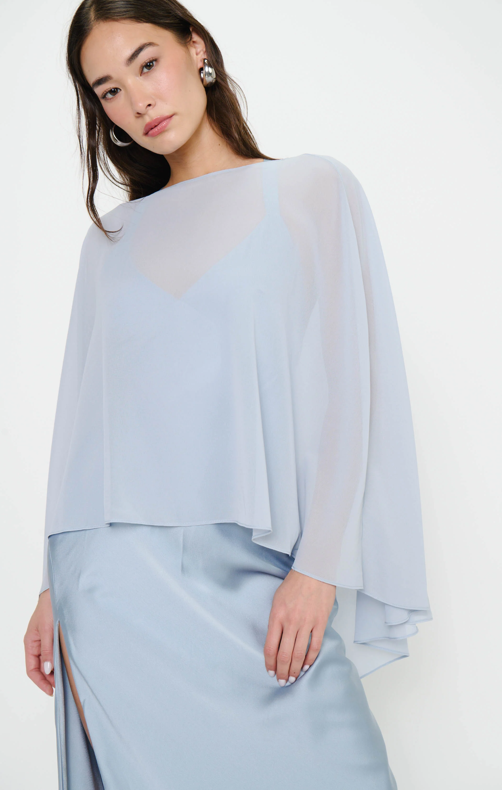 Cherish Cape ~ Steel Blue Chiffon
