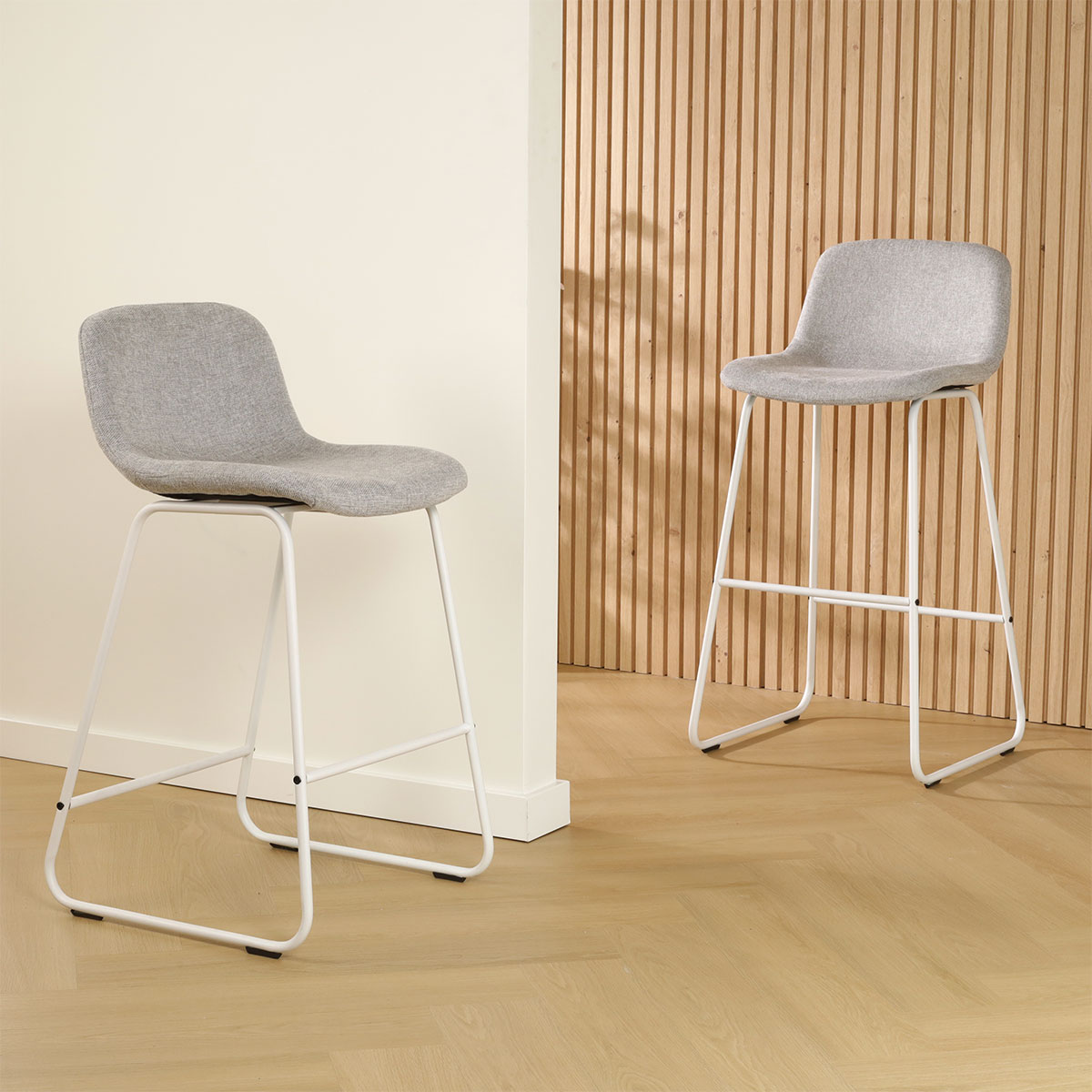 Barkruk Nino-Mats grijs - wit onderstel - 75 cm