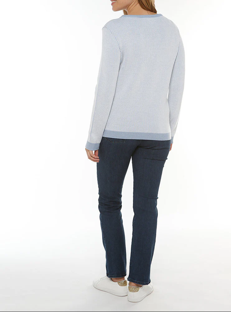 Pull femme maille anglaise bleu ciel