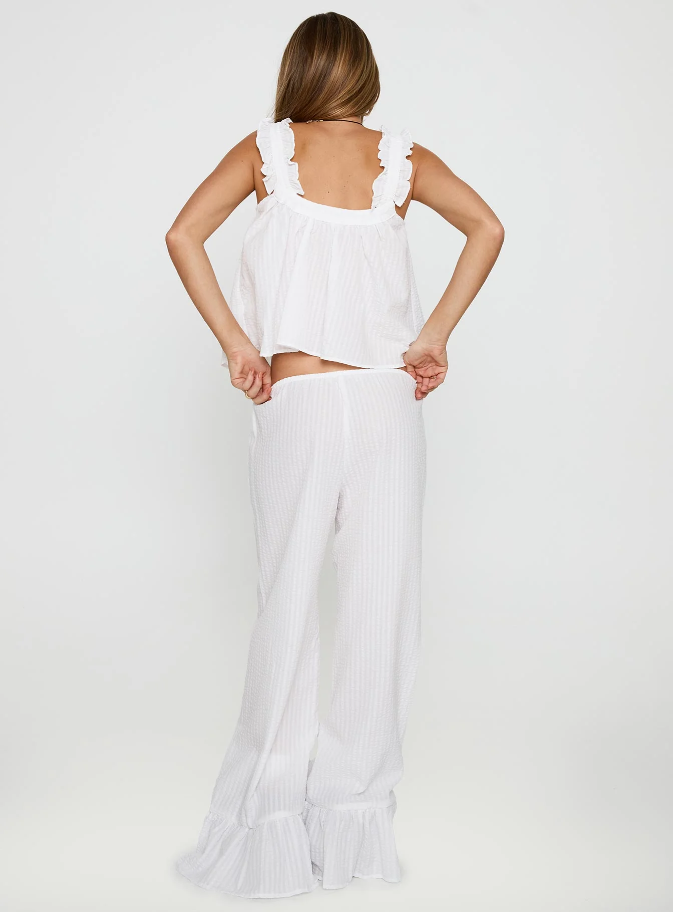 Santabelle Frill Pants White