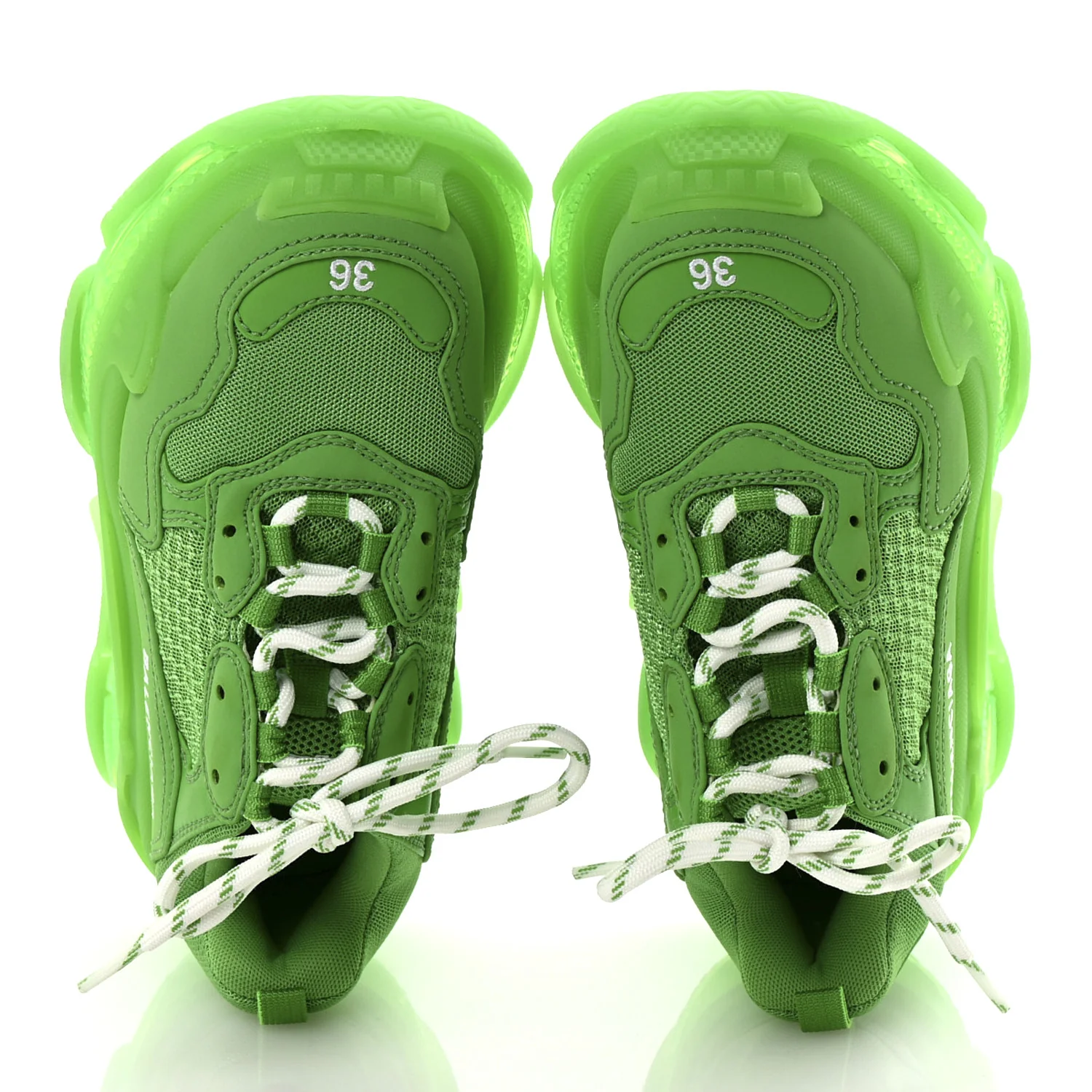 Fabric Mesh Clear Sole Womens Triple S Sneakers 36 Fluo Green - Top Club