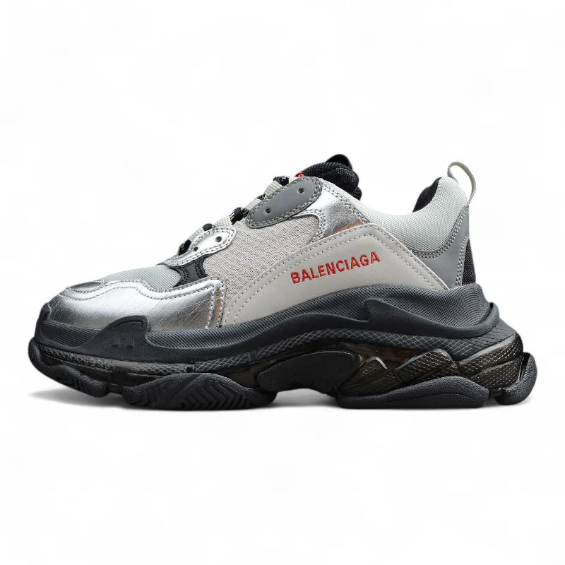 Balenciaga Triple S Clear Sole –Gray/Silver/Black - Sneaker Replica Workshop