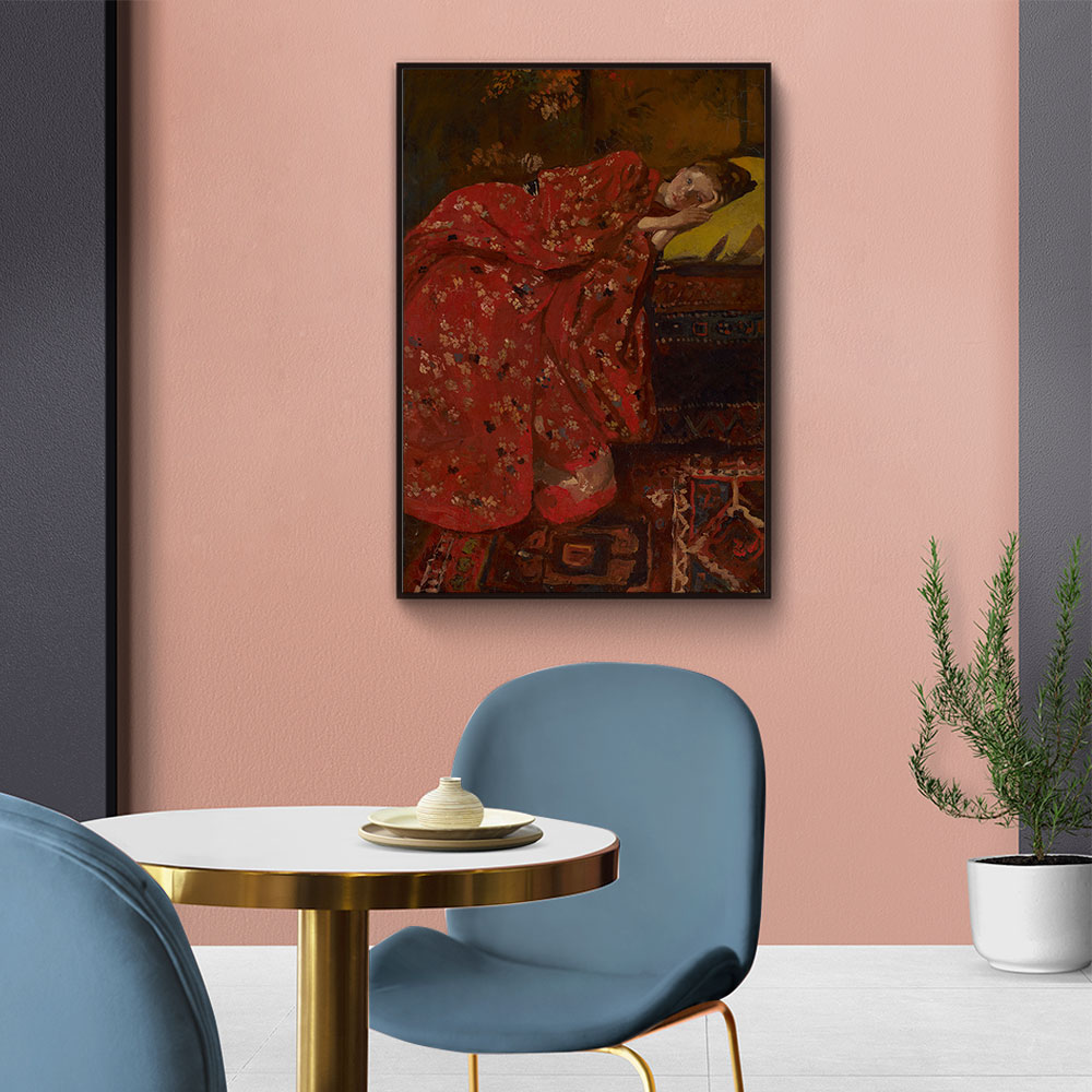 Walljar plexiglas schilderij - Breitner - Meisje In Rode Kimono Plexiglas schilderij - 150 x 225 cm