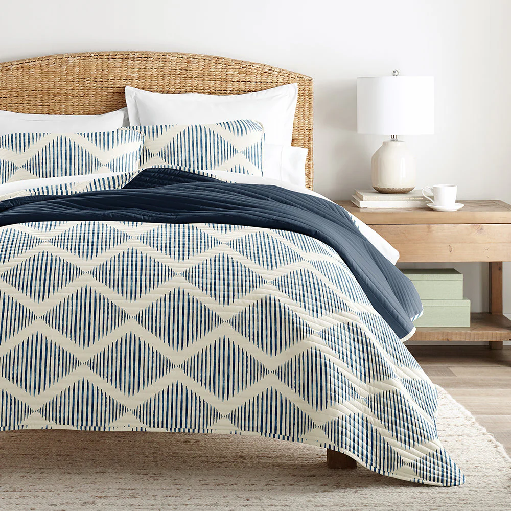 Distressed Diamond Reversible Quilted Coverlet Set (Sale)