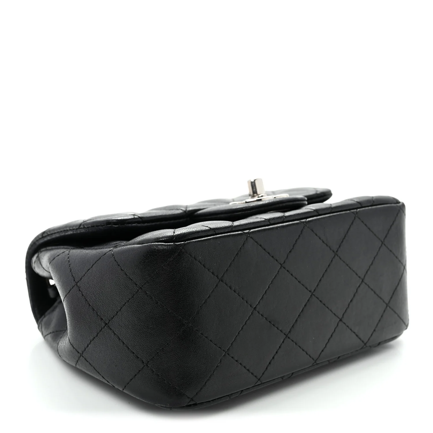 Lambskin Quilted Mini Square Flap Black - Top Club