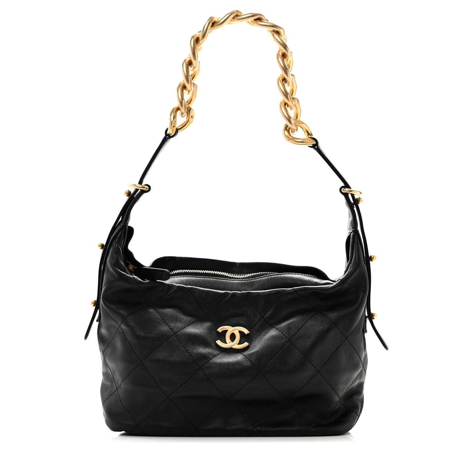 Calfskin Quilted Daily Hobo Black - Top Club