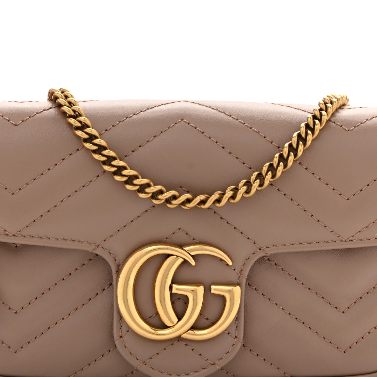 Calfskin Matelasse Super Mini GG Marmont Shoulder Bag Porcelain Rose - Top Club