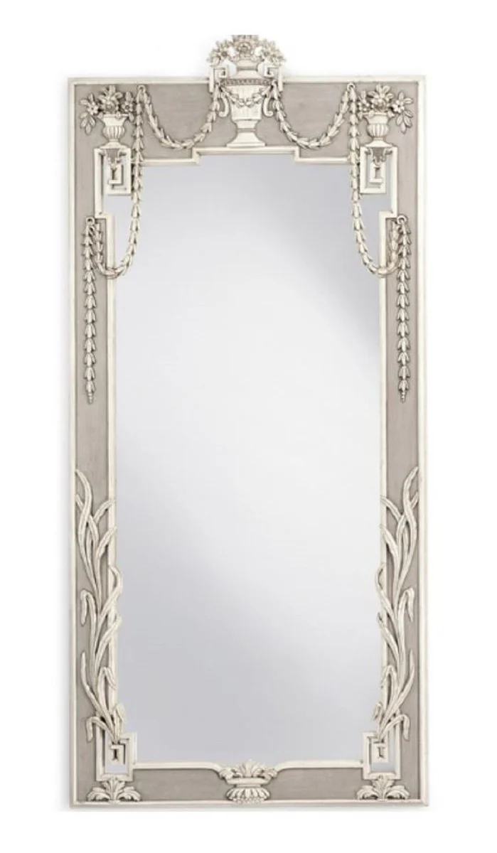 Luxury Baroque Mirror Gray / Cream White - Magnificent Baroque Style Wall Mirror - Italian Luxury Furniture in Baroque Style - Baroque Furniture - Luxury Quality - Made in Italy