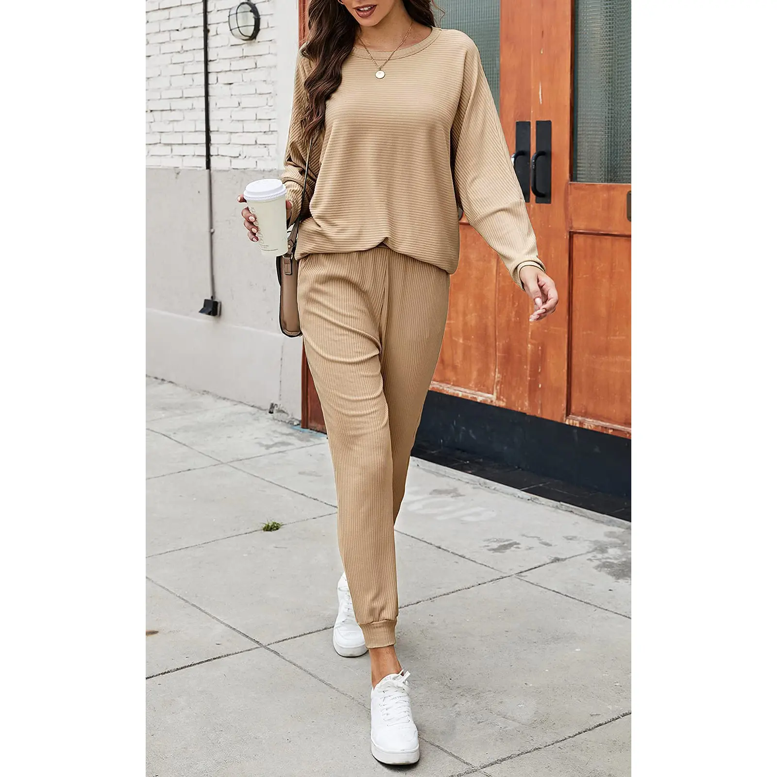 PrettyGarden Women's Fashion Outfits 2 Piece Sweatsuit Long Sleeve Cozy Loungewear