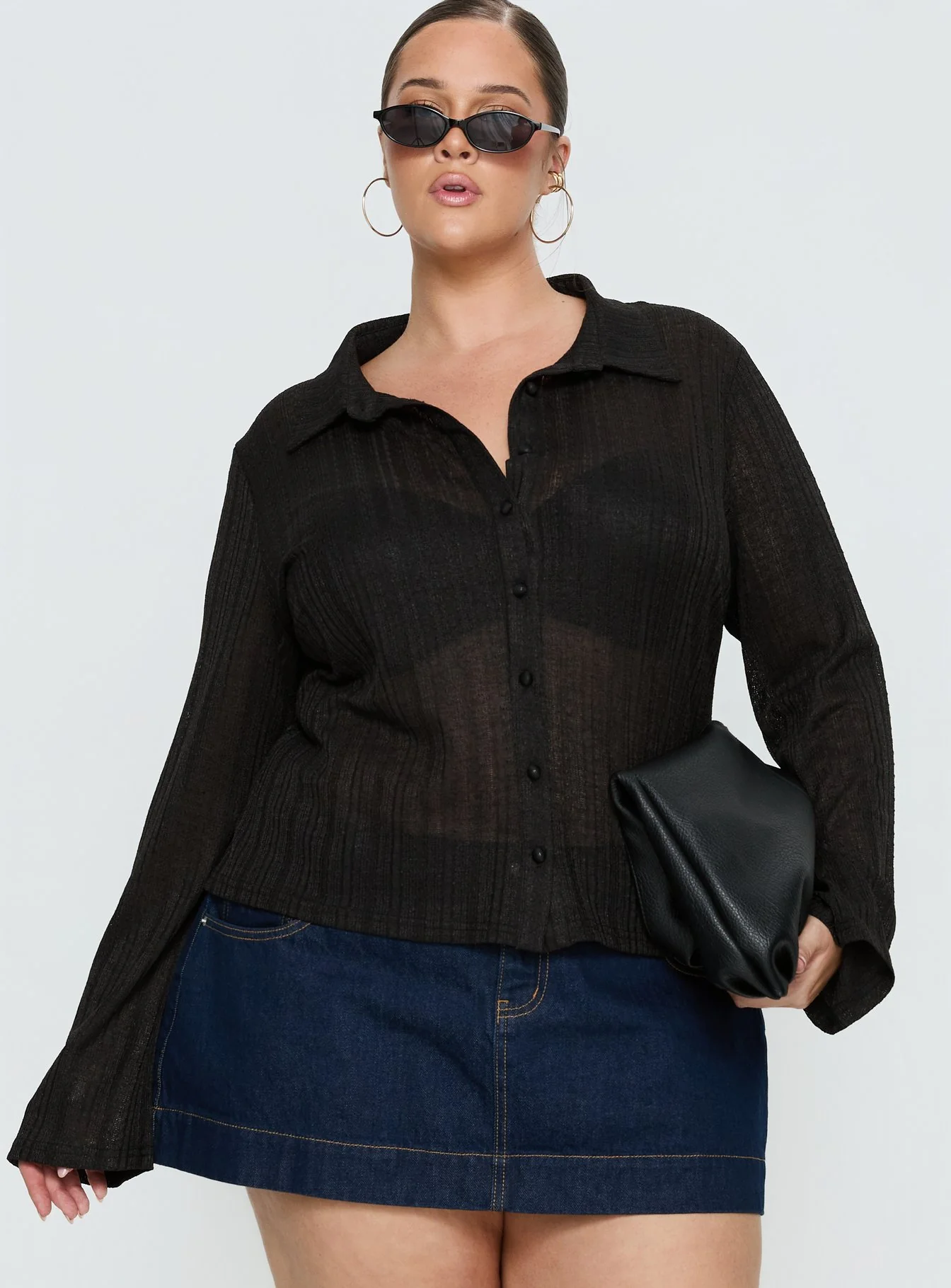 When You Sleep Long Sleeve Top Black Curve