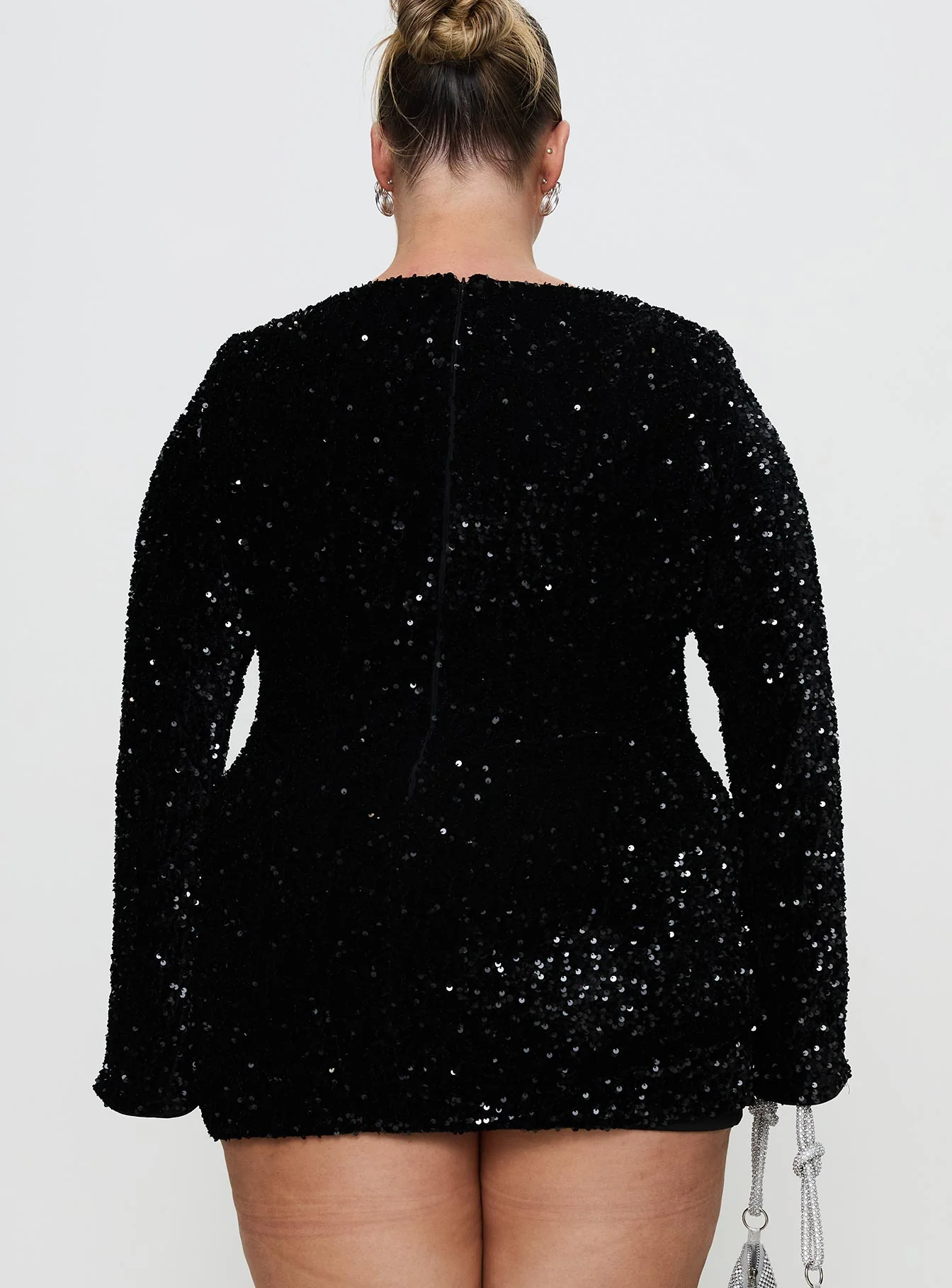 Vinelle Long Sleeve Mini Dress Black Curve