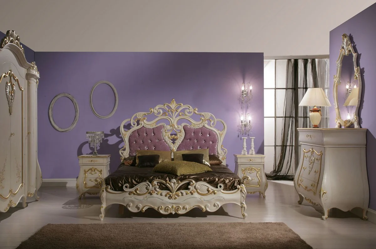 Luxury Baroque Bedroom Cabinet Cream / Gold - Magnificent Wardrobe in Baroque Style - Luxury Bedroom Furniture in Baroque Style - Noble & Magnificent - Luxury Quality - Made in Italy