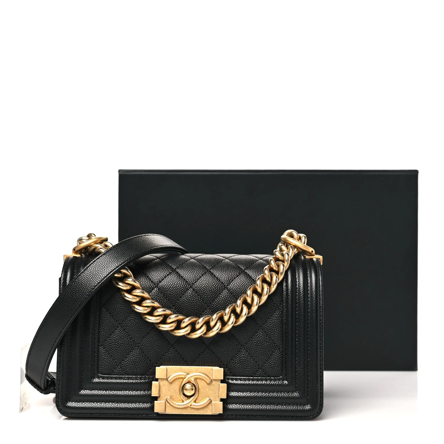 Caviar Quilted Small Boy Flap Black - Top Club