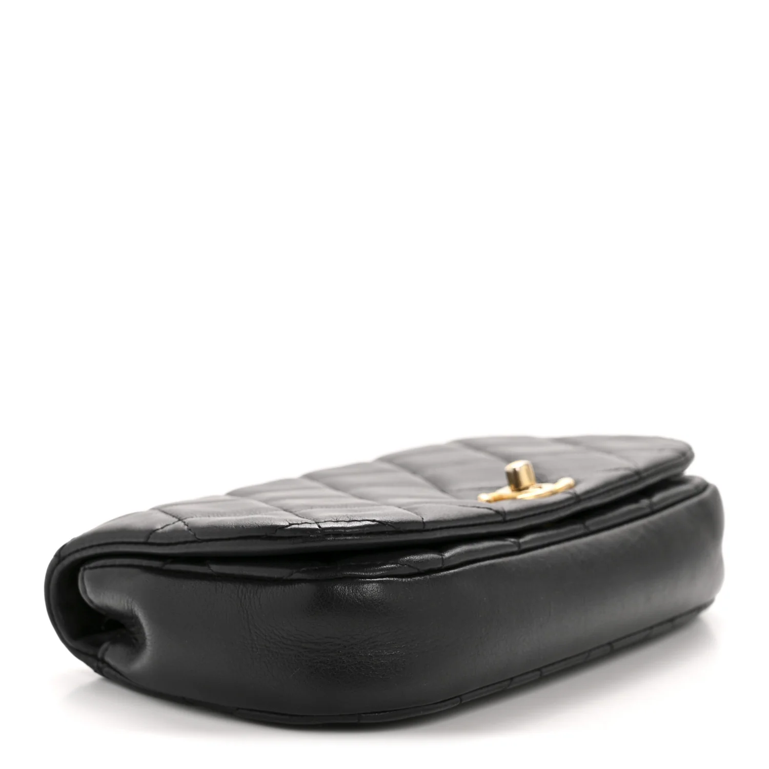 Calfskin Quilted Coco Mail Clutch With Chain Black - Top Club