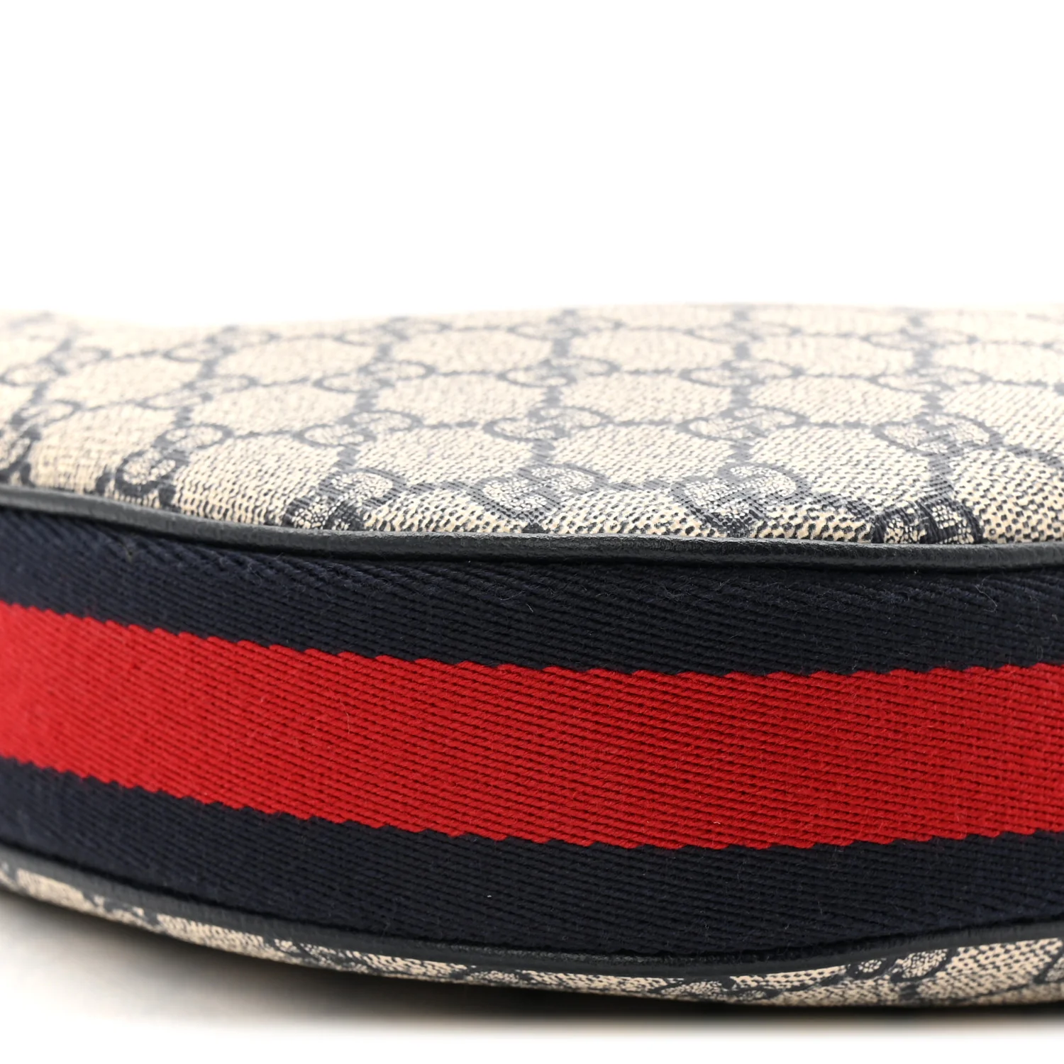 GG Supreme Monogram Textured Calfskin Web Large Attache Shoulder Bag Beige Blue - Top Club
