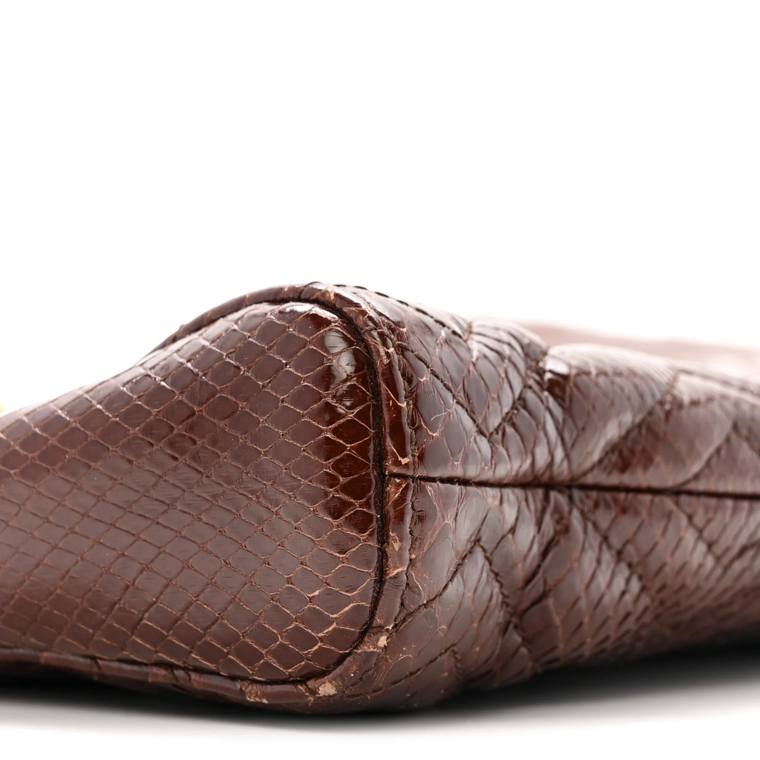 Snakeskin Matelasse Medium GG Marmont Slim Tote Brown - Top Club