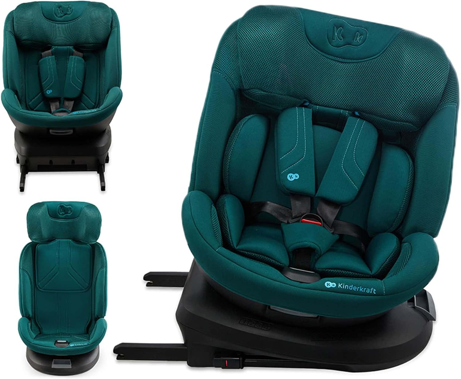 Kinderkraft XPEDITION3 I-SIZE 40-150 cm, Seggiolino auto 0-36 kg, 360 girevole, Isofix Base, Reclinabile Posizione sdraiata, Poggiatesta regolabile, Gruppo 0 1 2 3, SPS+, H-GUARD+, Verde
