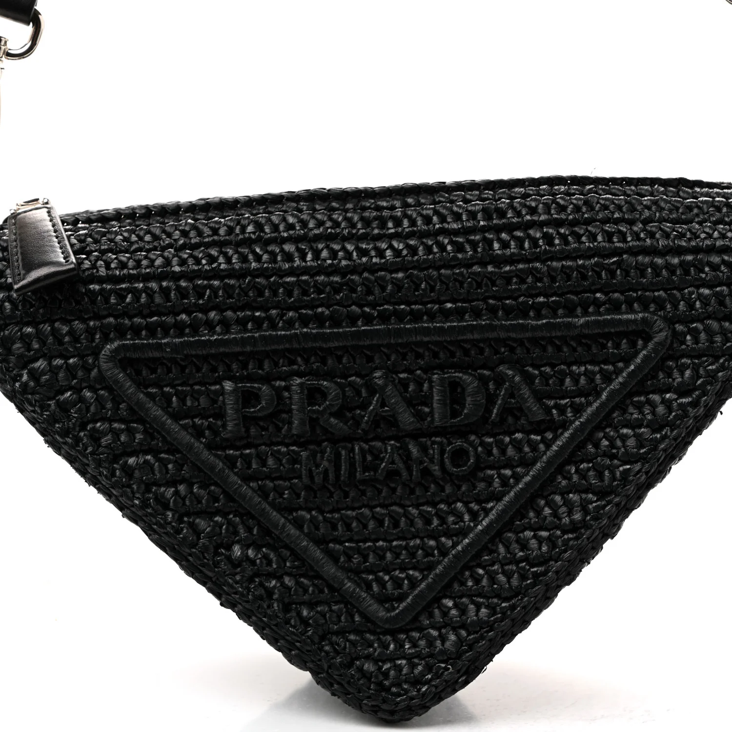 Yarn Raffia Effect Crochet Triangle Shoulder Bag Black - Top Club