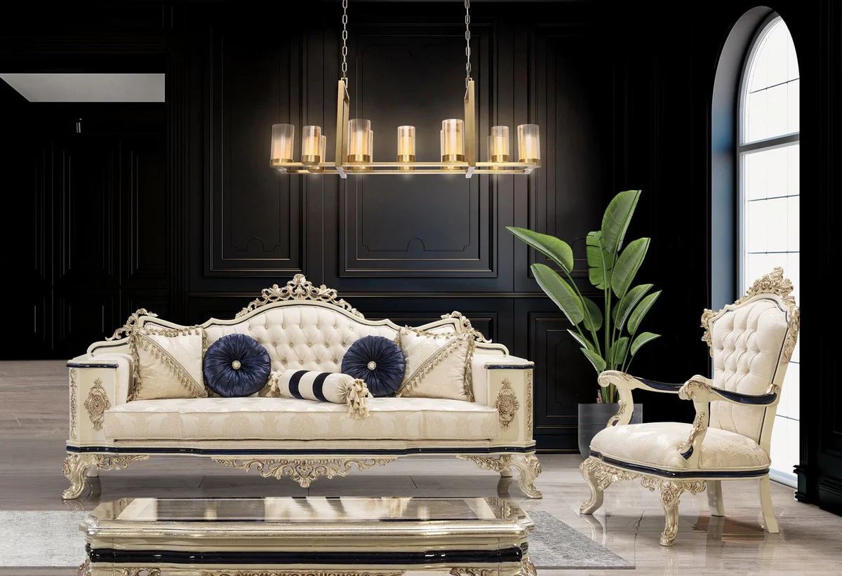 Luxury Baroque Coffee Table Antique Gold / Cream / Black - Rectangular Baroque Style Living Room Table - Baroque Style Living Room Furniture - Baroque Furniture - Luxury Baroque Style Furniture