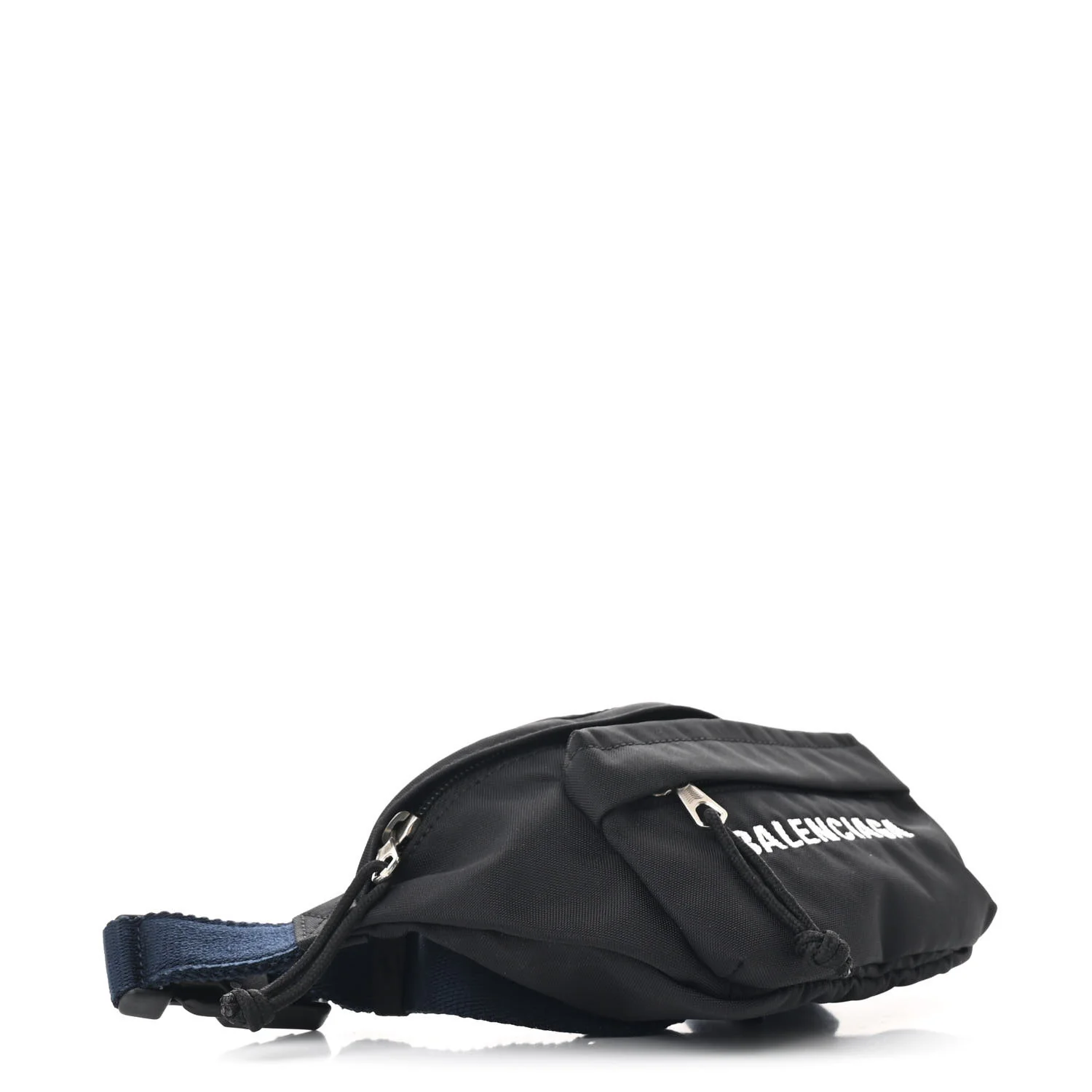 Sport Nylon Logo Embroidered Wheel Belt Bag Black White - Top Club