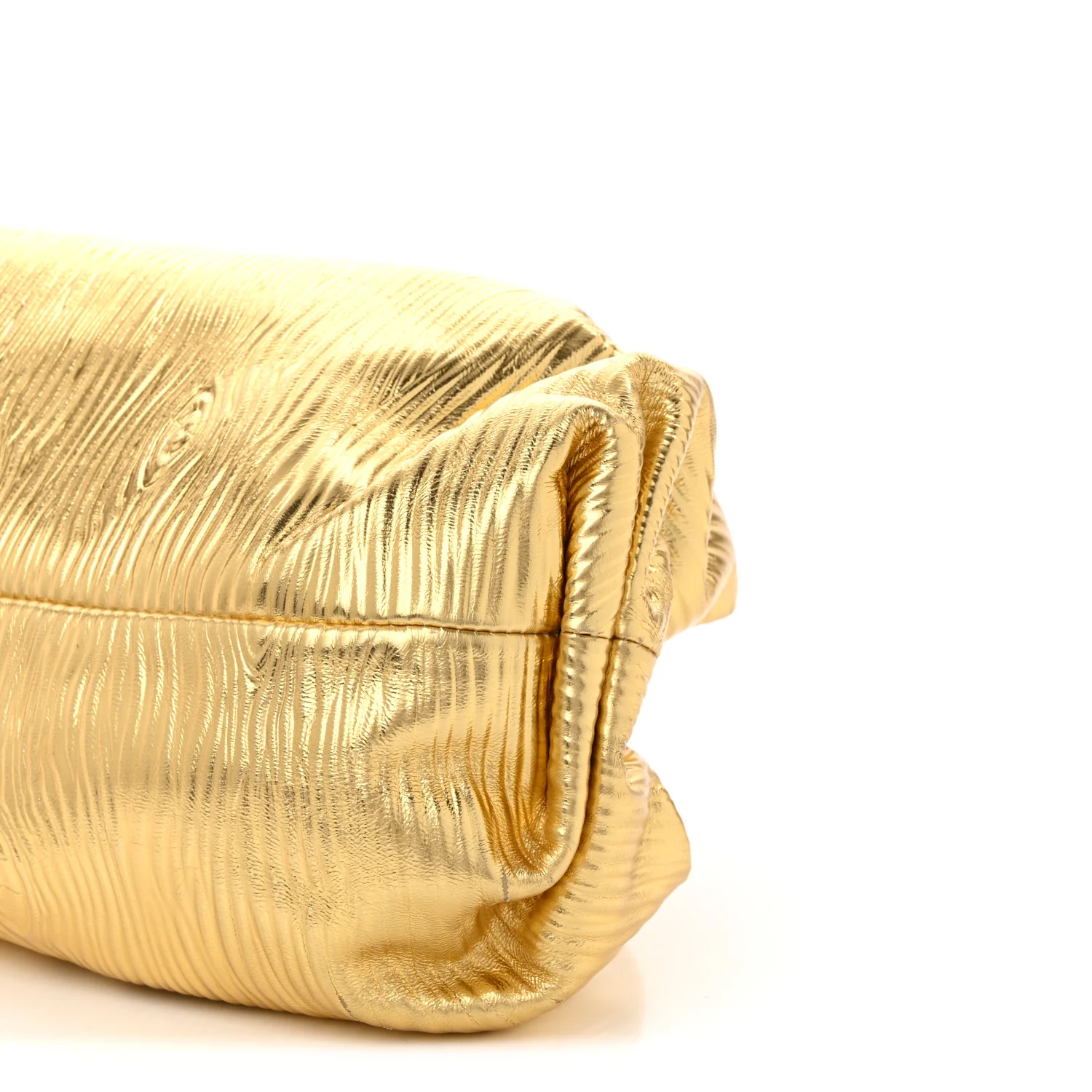Metallic Bark Calfskin Embossed The Pouch Oversized Clutch Oro - Top Club