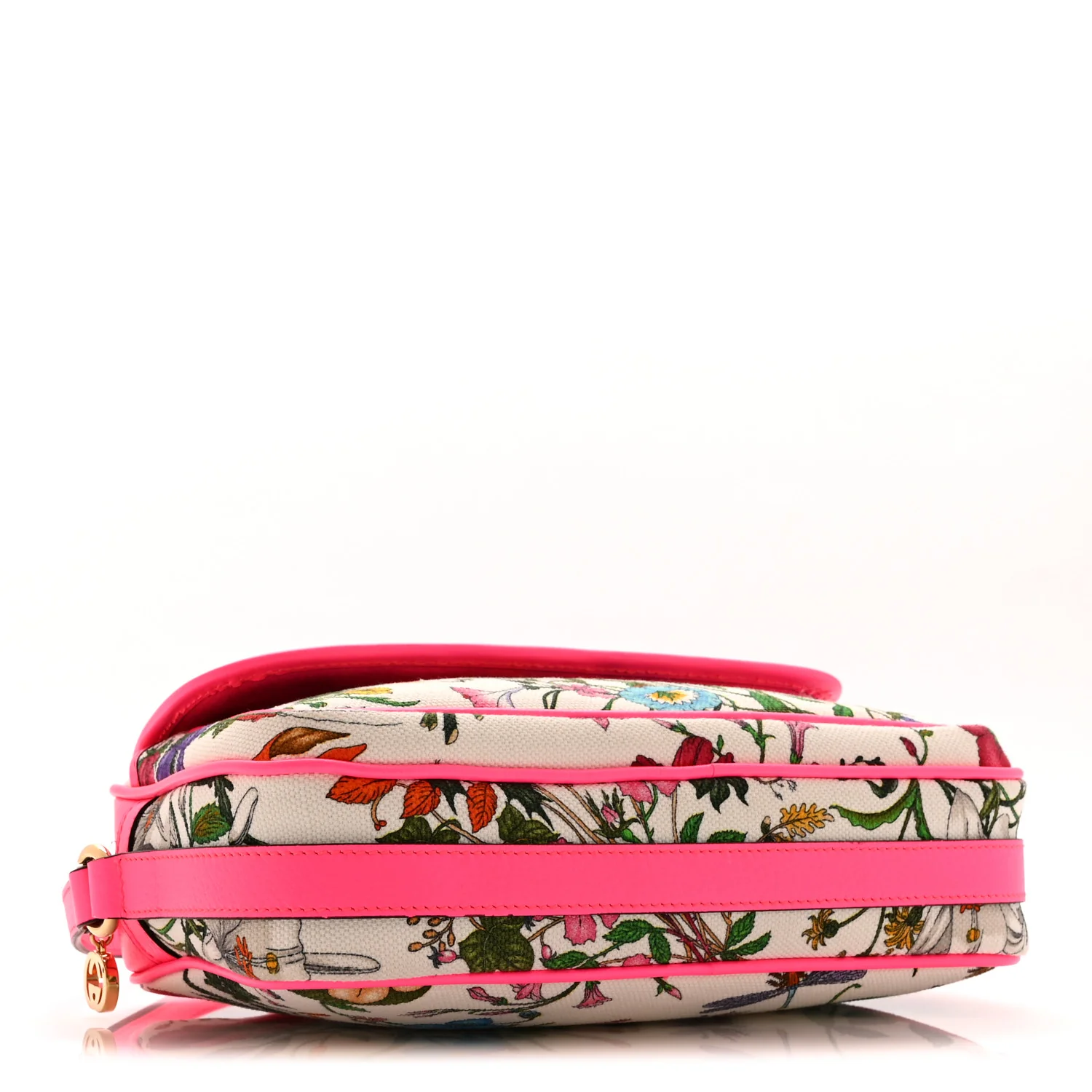 Canvas Flora Floral Shoulder Bag White Fuchsia Fluo - Top Club