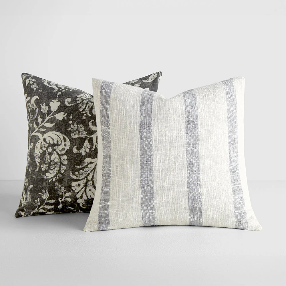 2-Pack Yarn-Dyed Awning Stripe / Distressed Floral Décor Throw Pillows (Sale)