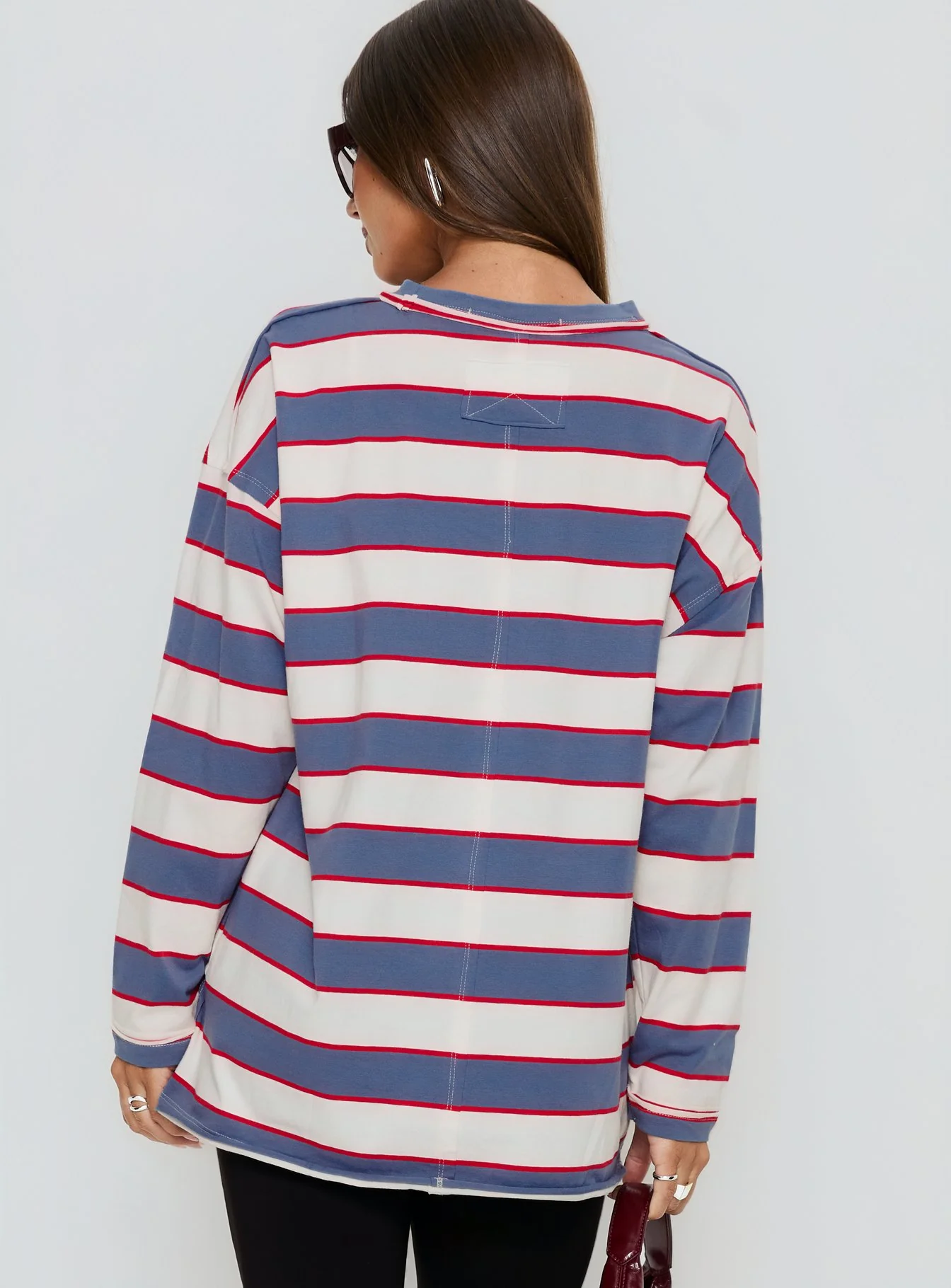 Horizon Long Sleeve Top Dusty Blue Stripe