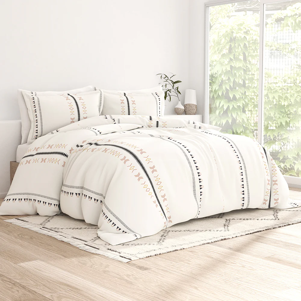 Natural Geo Lines Pattern 3-Piece Duvet Cover Set (Sale)